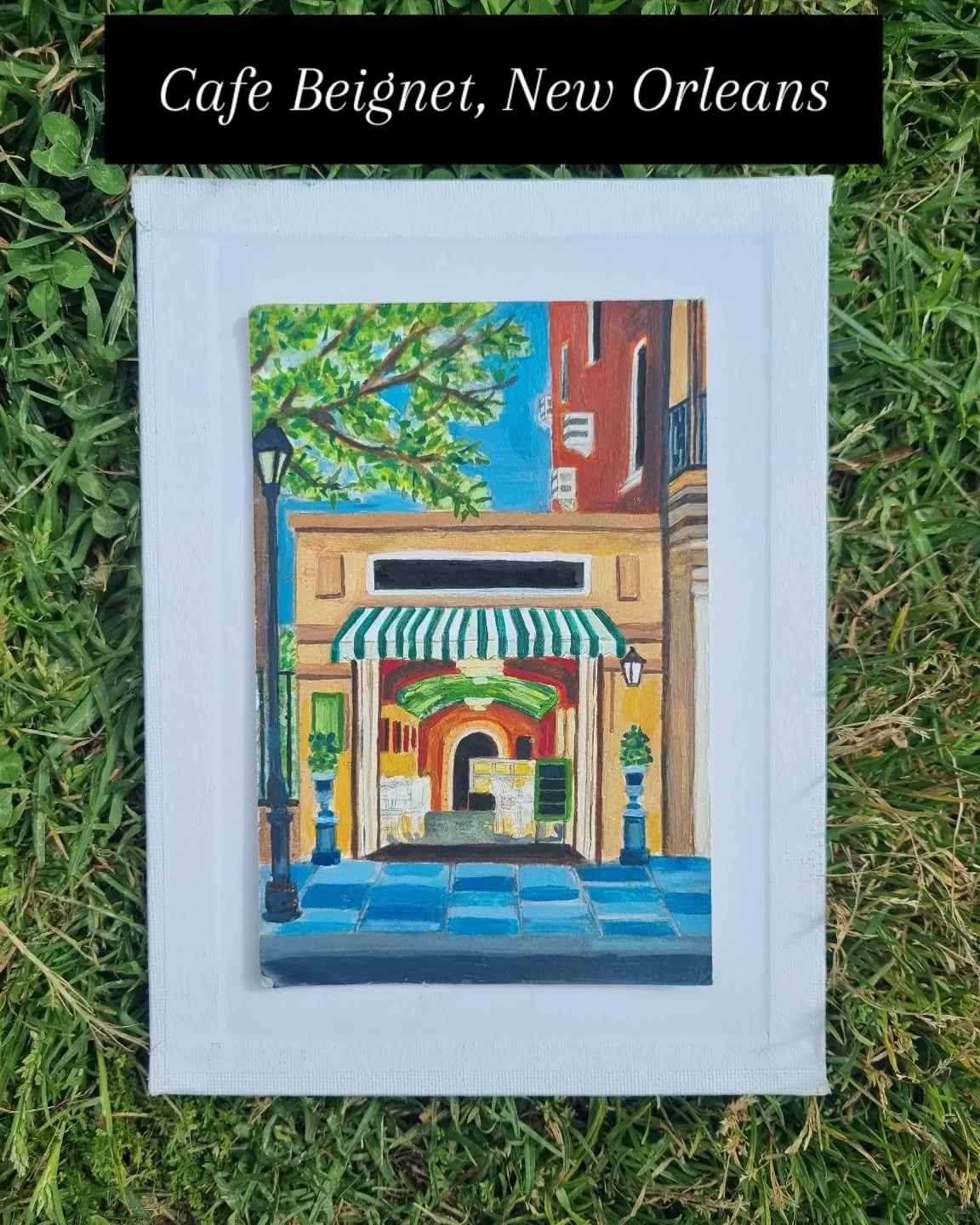 Located on Royal Street in New Orleans, Cafe Beignet is a warm and inviting space. The design and cuisine are a blend of French and New Orleans styles. I was bemused by the striped canopy and chandelier hanging from the ceiling, it felt like stepping