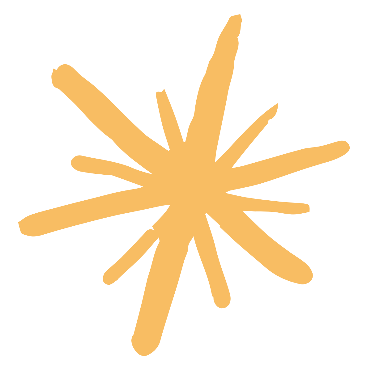 Illustration of a starburst or explosion shape in a light orange color on a black background.