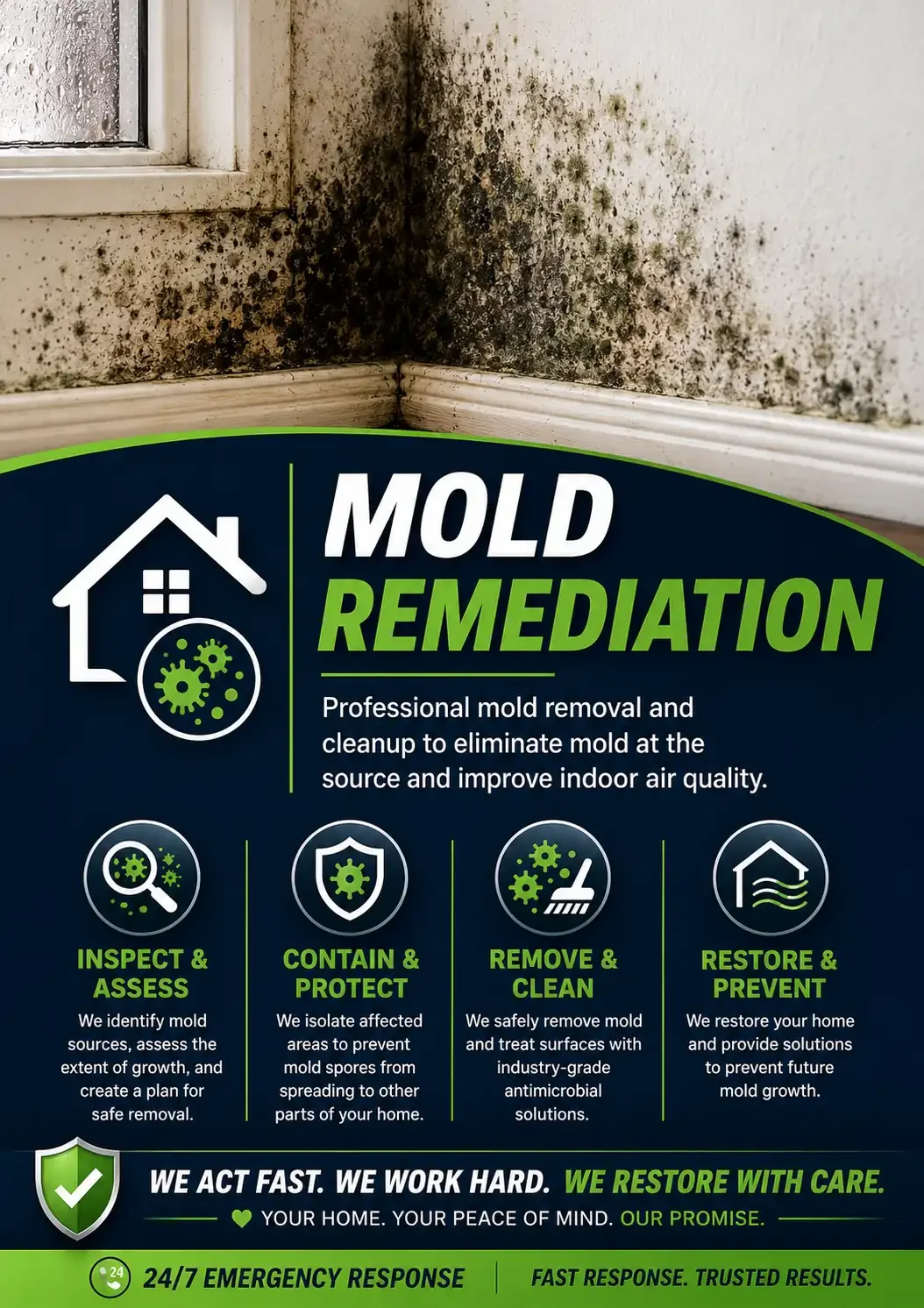 Mold on wall before removal