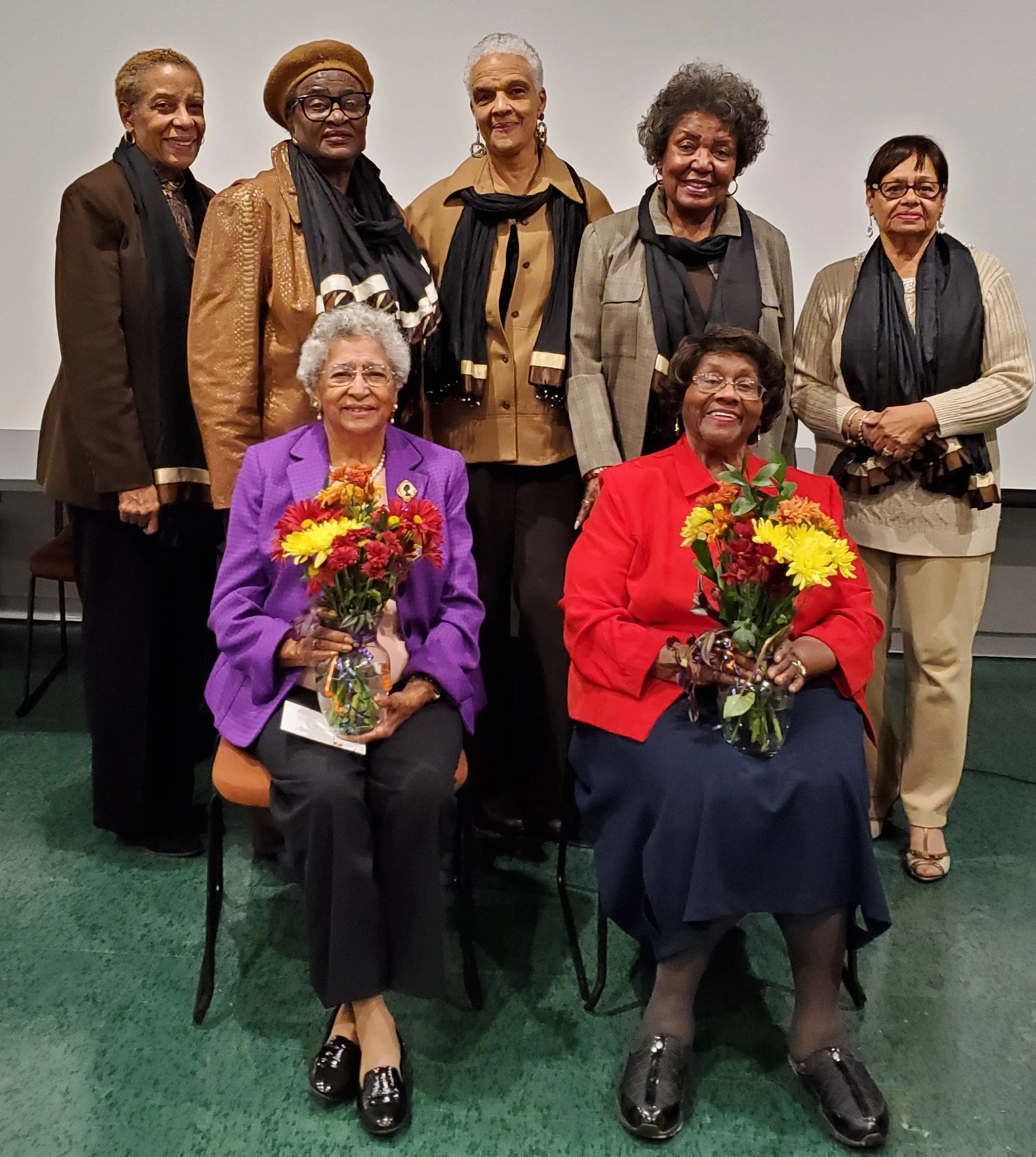 2019 Archive Inductees:  Doris Reavis and Glenetta Phillips with AWAH members L-R:  Gloria Welcome, Claudette Stothart, Gwen Cort, Eddie Mae Barnes, Kitty Gordon