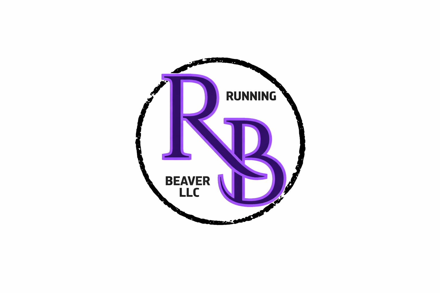 Logo with the letters R and B in purple, with the words 'Running Beaver LLC' and 'R B' inside a black circle outline.