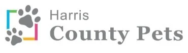 Harris County Pets logo with colorful paw print design