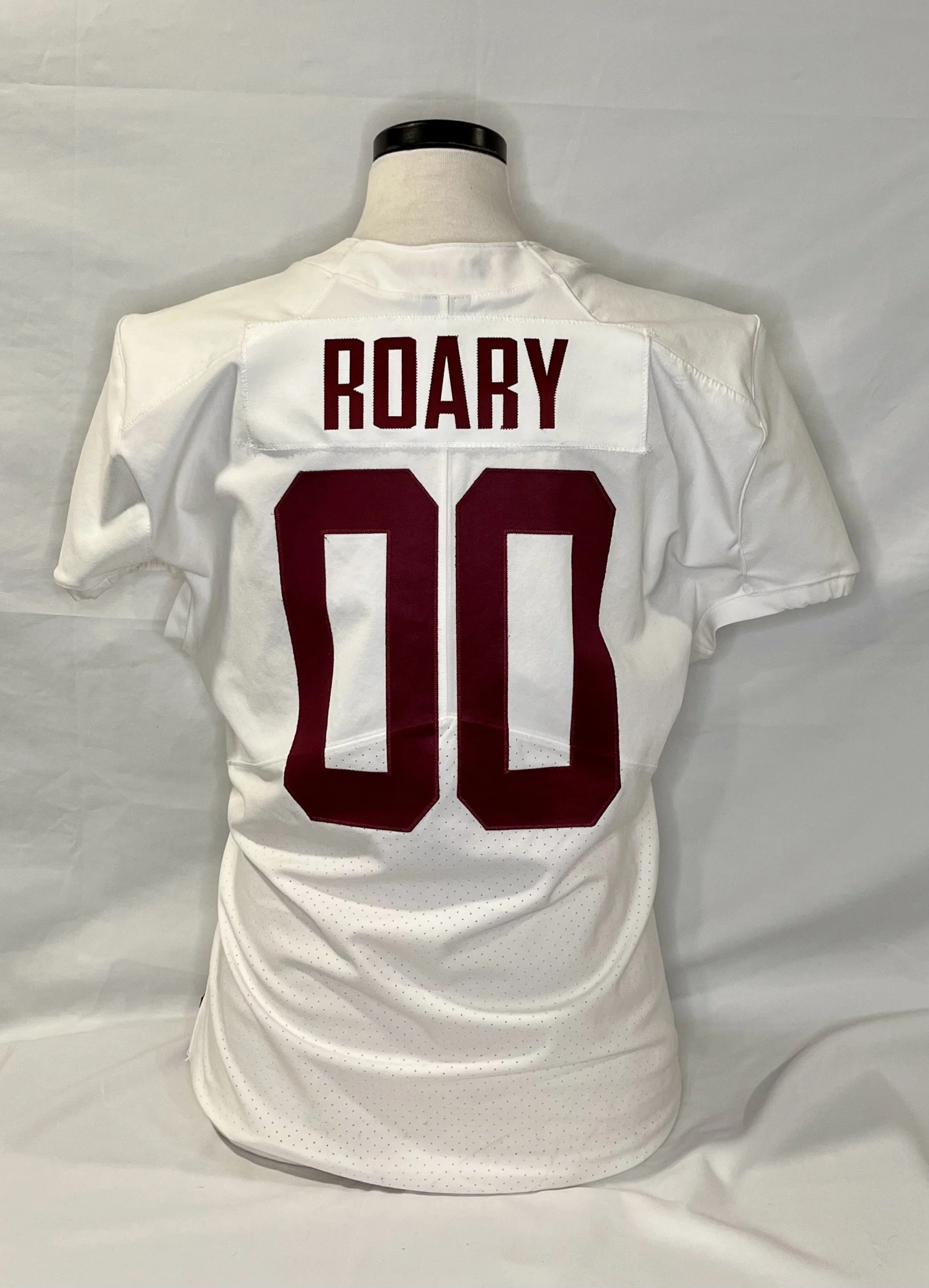 Mascot football jersey with the name 'Roary' and the number 00, displayed on a mannequin.