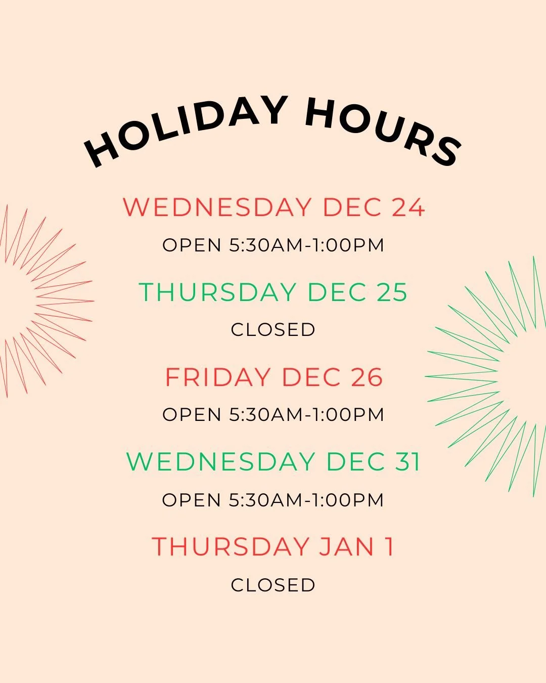Mark your calendars - our EMBERS Staffing offices will be closed on Christmas Day (Dec. 25th), Boxing Day (Dec. 26th), and New Year's Day (Jan. 1st). Happy holidays!