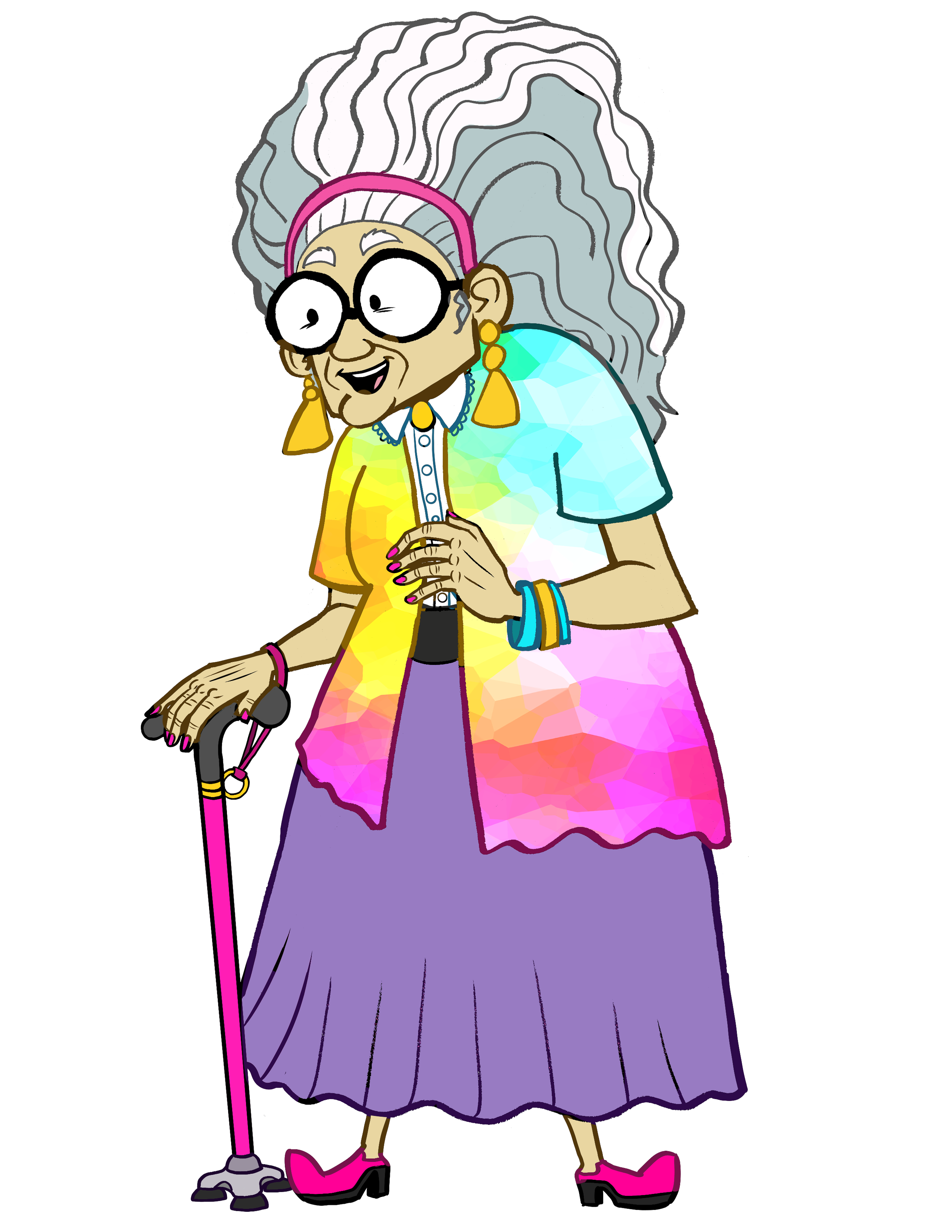 Grandma Iris looking Happily at Kit