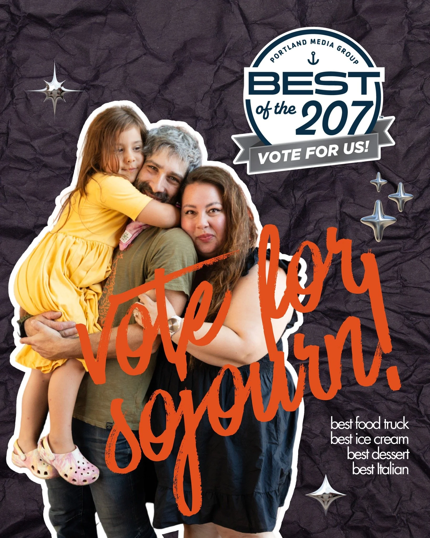 Wooderville! Please don't youse forgettaboud us.

This is your reminder to PLEASE VOTE FOR SOJOURN ICE CO. (again)! Even if you've already cast your vote, the competition runs through November 12th, and you can vote once per day. 

We've been nominat