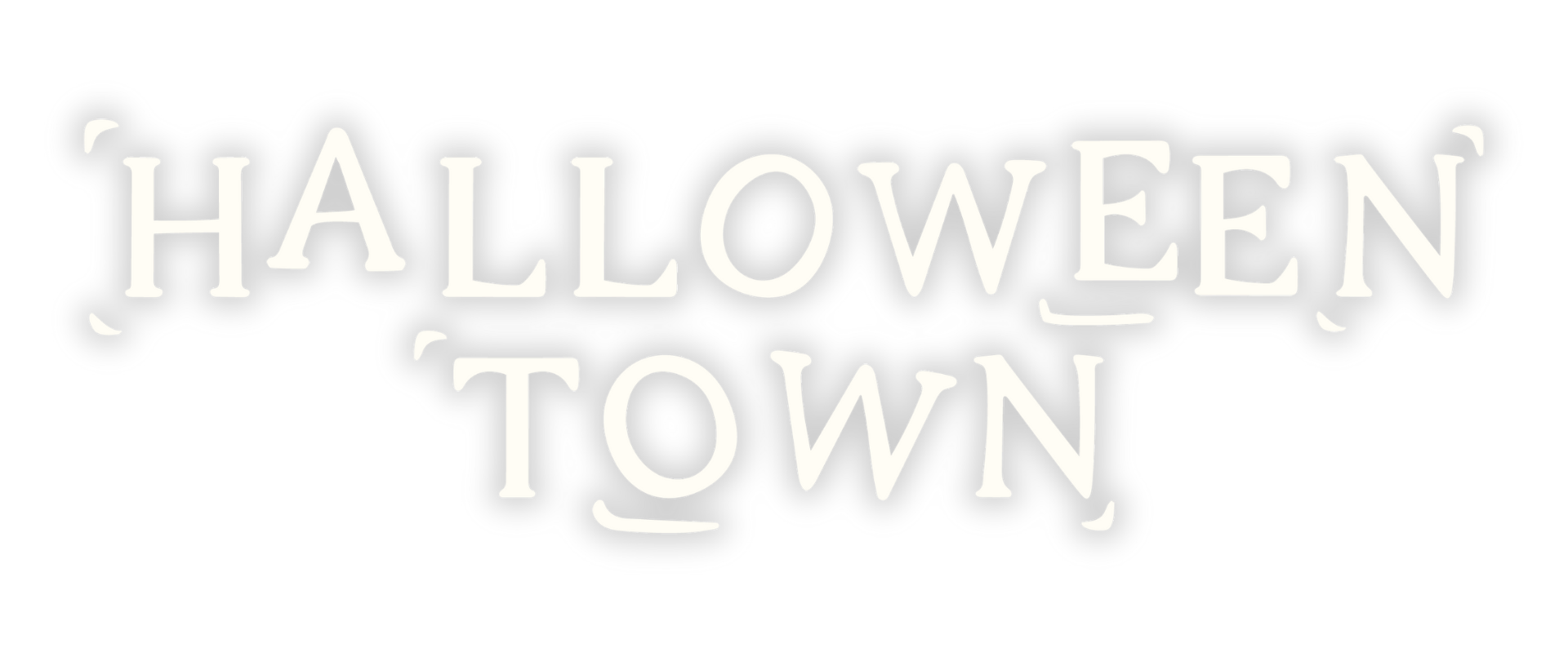 Text reading 'Halloween Town' in black and white with spooky, crooked font style.