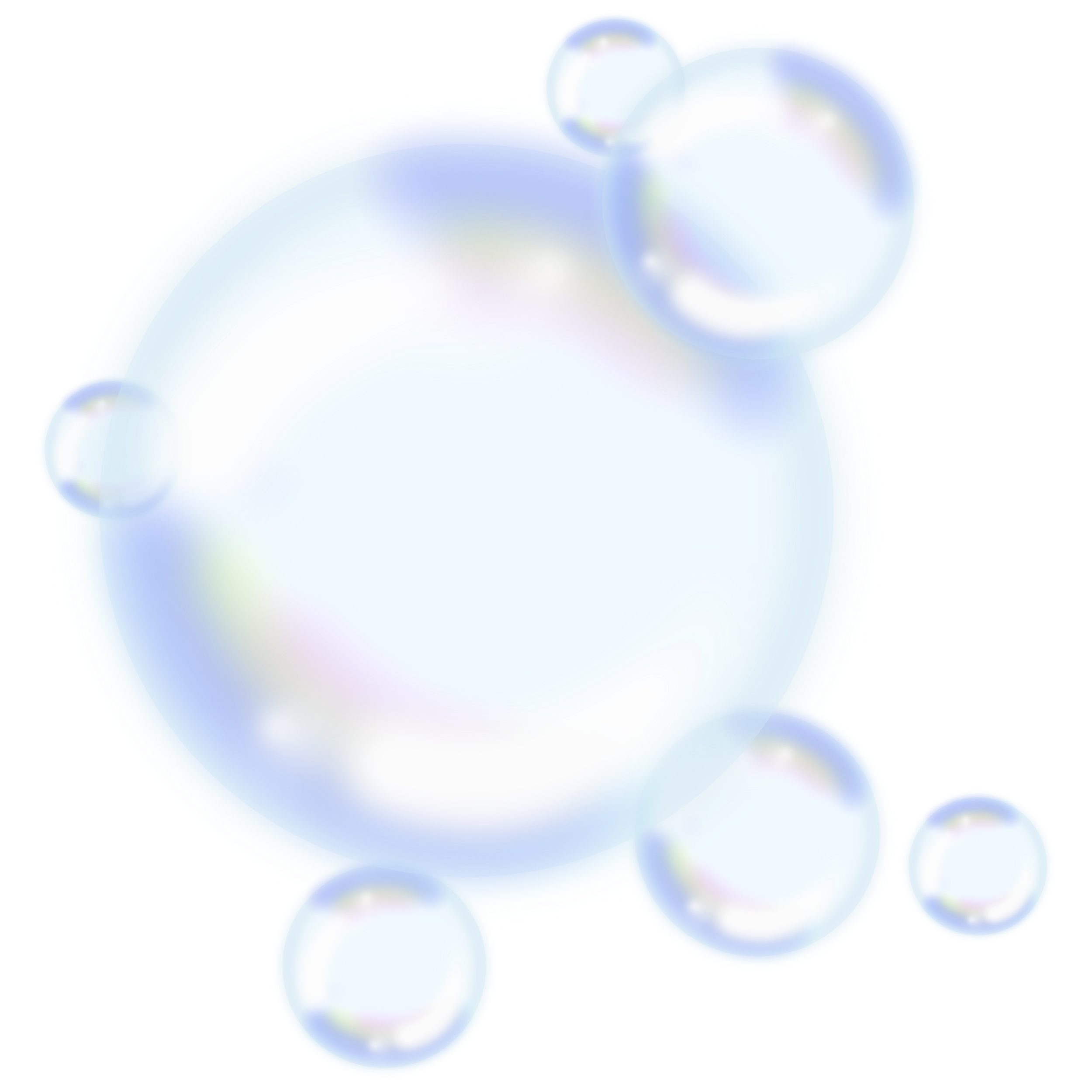Close-up of iridescent soap bubbles clustered together against a black background.