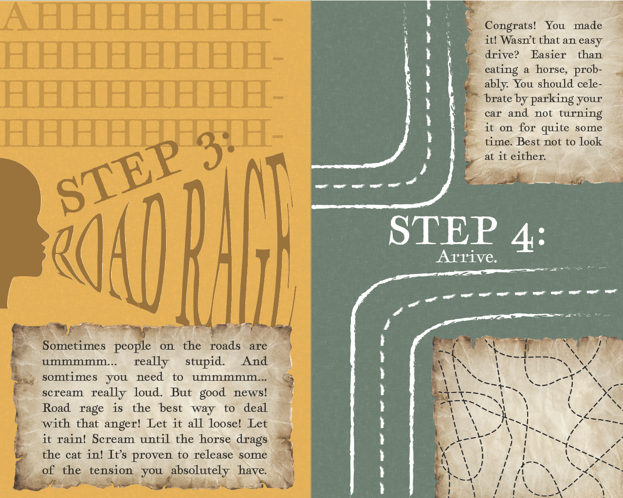 A parody how to booklet made using Indesign, Photoshop, and Illustrator.