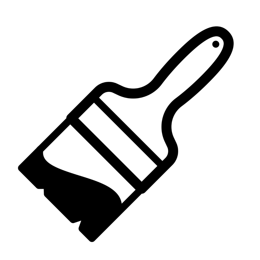 An icon of a paint roller with a handle, depicted in black and white outline.