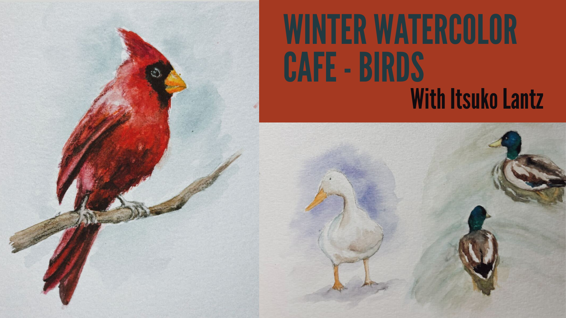 WINTER WATERCOLOR CAFE - BIRDS