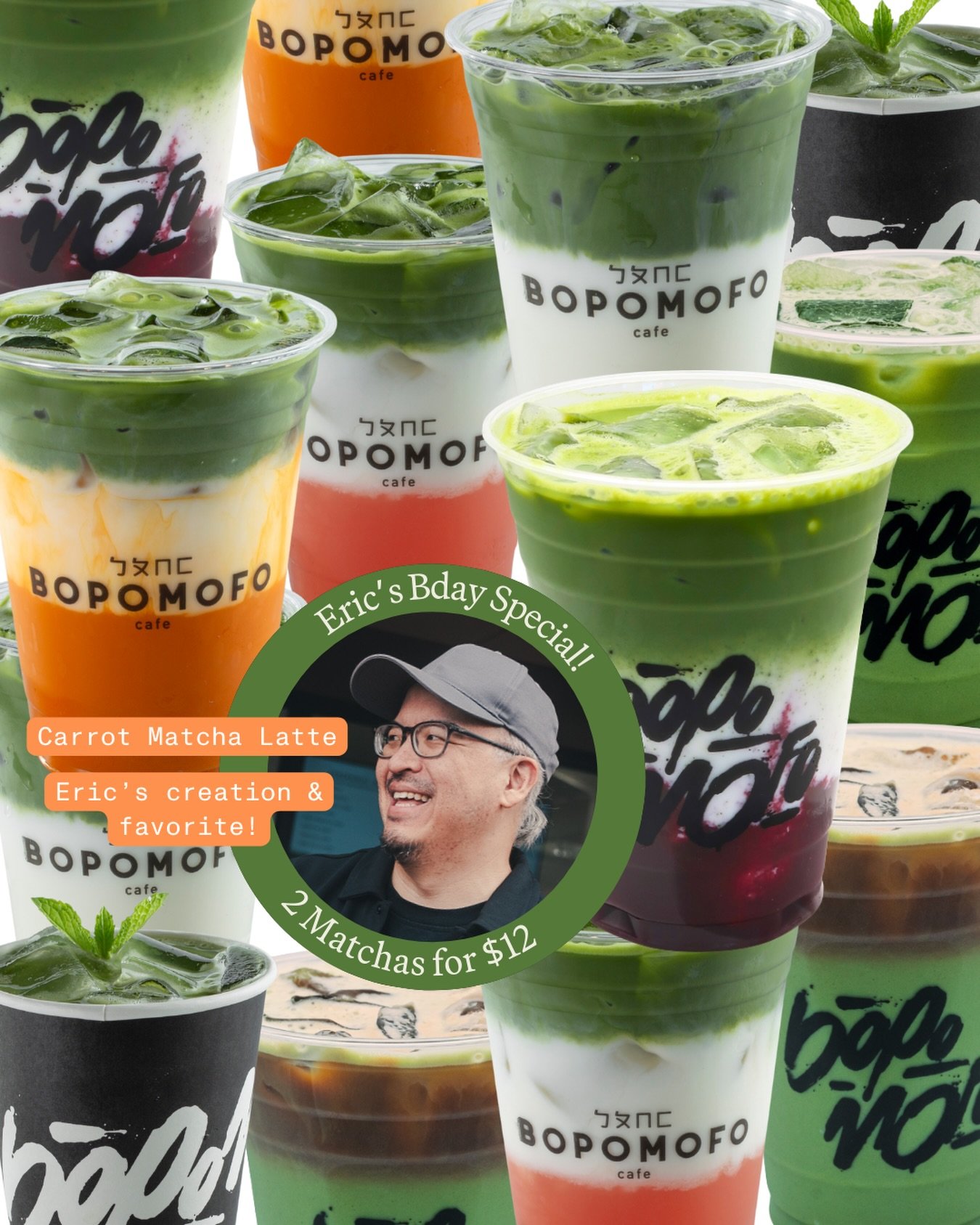 It&rsquo;s cofounder @ewangus&rsquo; birthday weekend and since his favorite drink is his creation, the Carrot Matcha Latte, we&rsquo;re making all our perm menu matcha drinks 2 for $12 the whole weekend starting today! Perfect time to enjoy our amaz