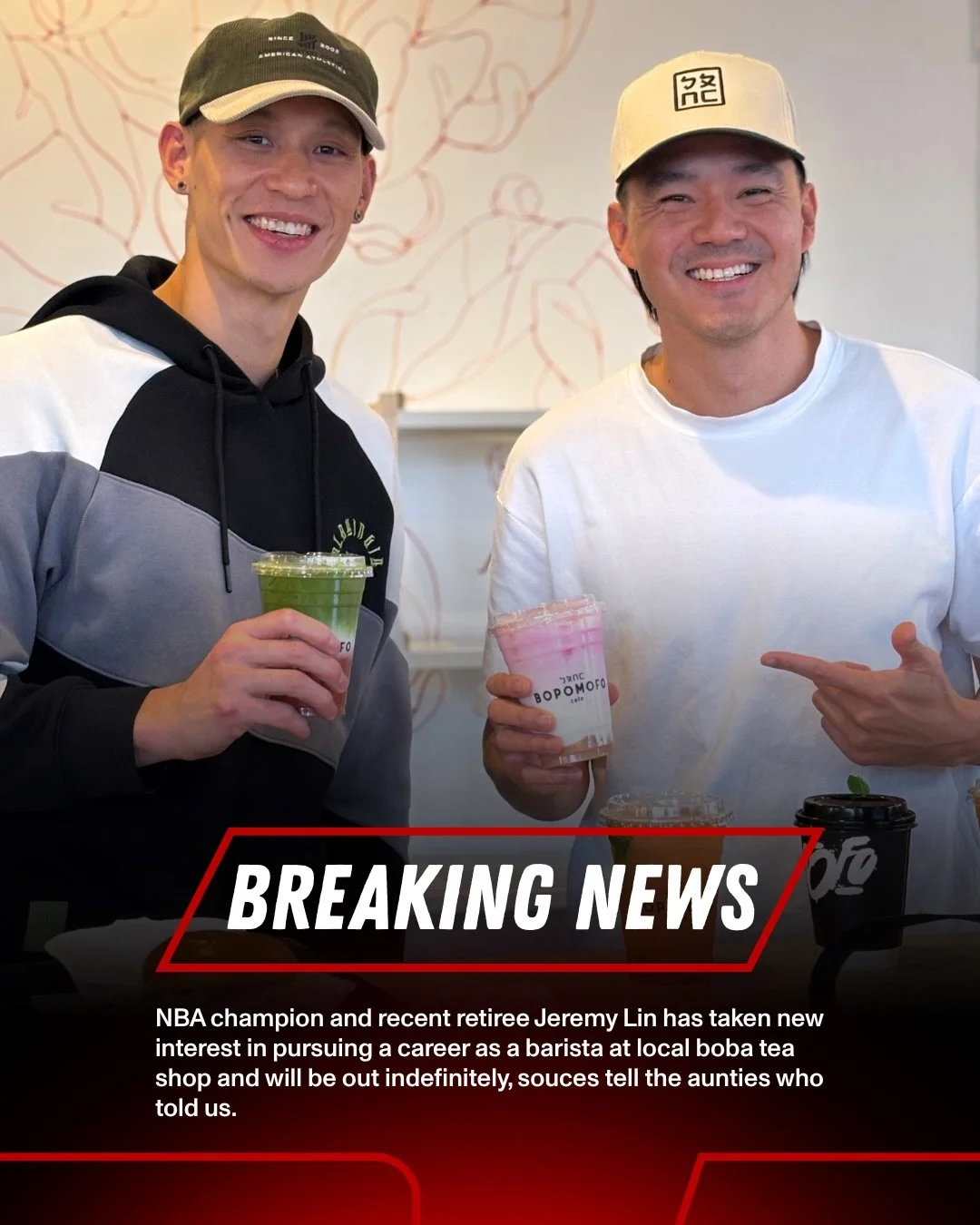 From basketballs to boba balls! 😜 Just a typical weekday at Bopo.. and @jlin7 randomly walks in. Never a dull moment at the cafes!
Jeremy happened to be close by for his @jlinfoundation work. What a treat to catch up with this NBAsian American legen