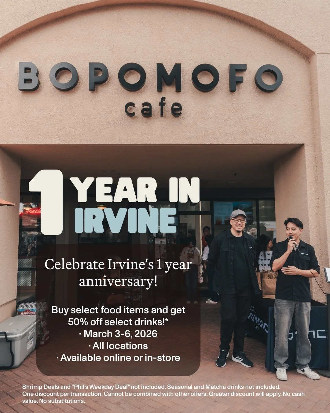 Bopomofo Irvine is 1!! What an honor it&rsquo;s been to be part of the Irvine community the past year! Let&rsquo;s celebrate this milestone all together with this special deal available at all locations this week! Even better if you are enjoying it a