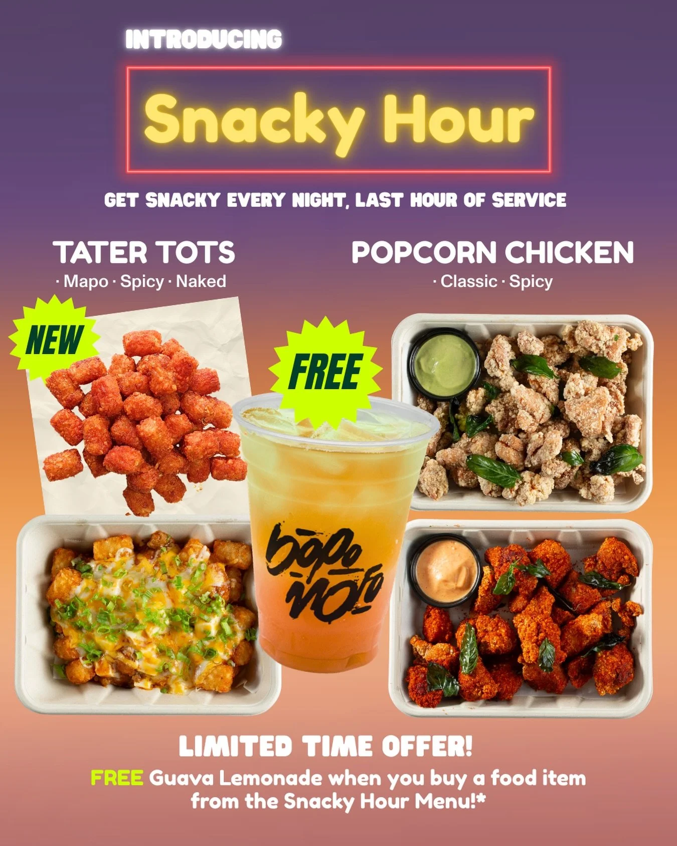 Our Happy Hour is our Snacky Hour! Days are getting longer this weekend so hag out with us to satisfy your cravings every evening! And for a limited time get a free drink with each food purchase. See ya tonight!

*Free drink only available during fin