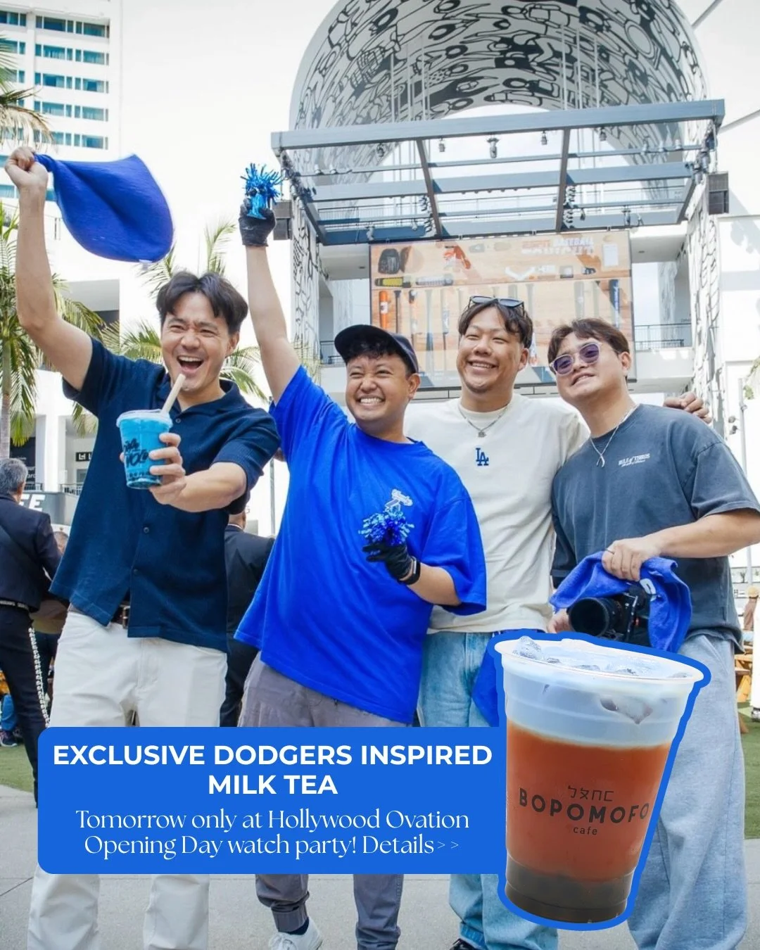 Come celebrate our world champion Dodgers on their opening day tomorrow at @ovationhollywood watch party! It&rsquo;s so much fun watching the game outdoors in the plaza on the a massive screen with a bunch of fans! Come through, cheer on your team, a