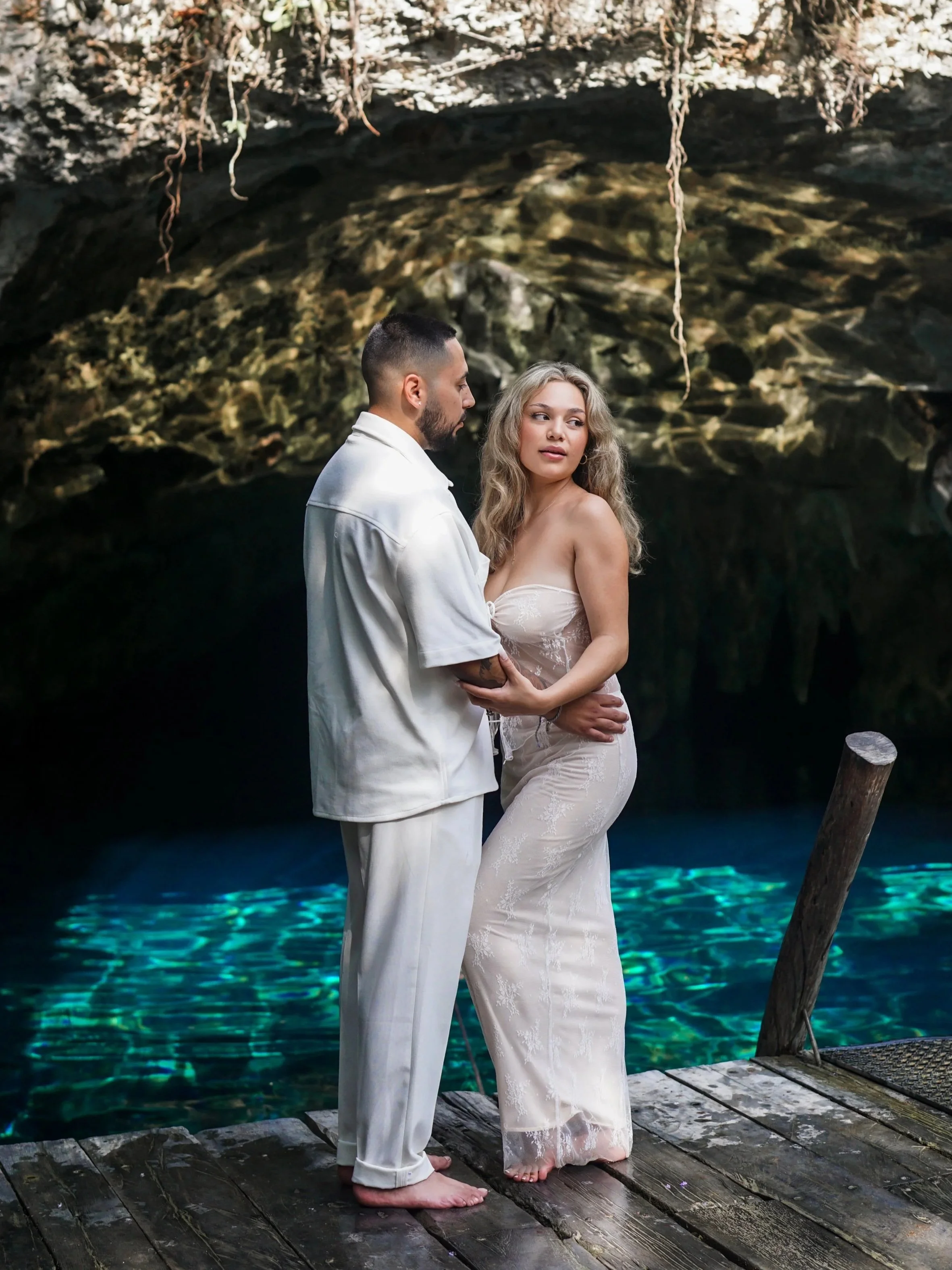 Engagement photoshoot Grand Cenote Tulum Riviera Maya Coupe Photo Session Wedding Photographer Cancun