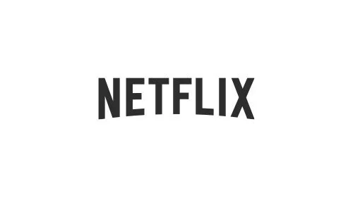 Netflix logo in black letters on a white background.