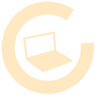 Stylized letter 'C' with a laptop inside.