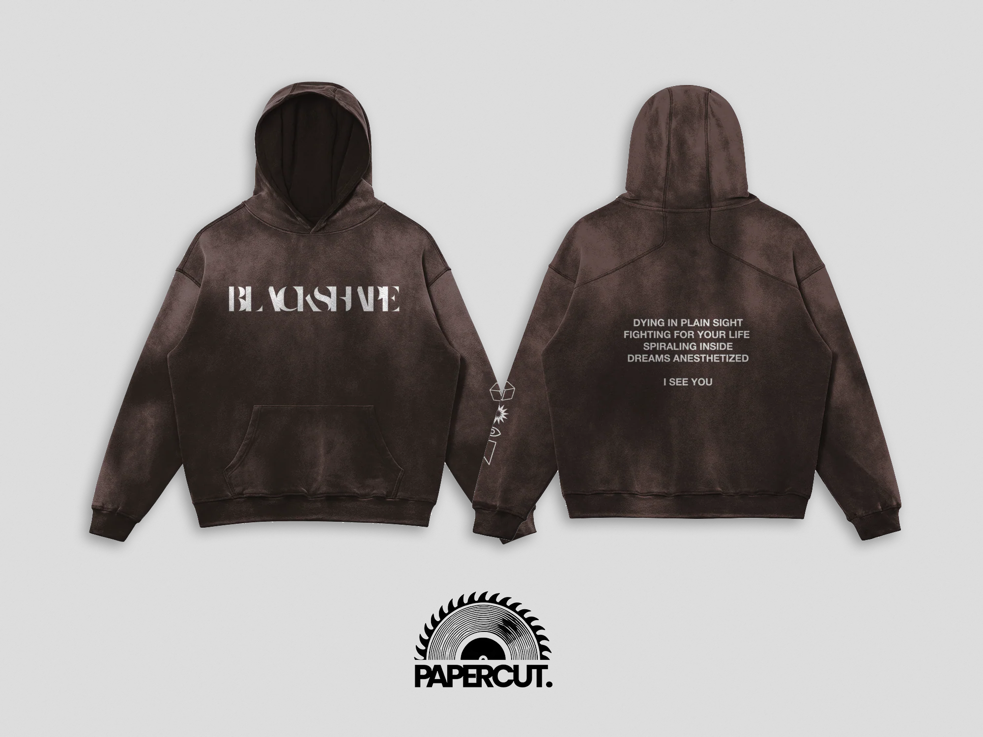 SUN-FADED LYRIC HOODIE (PAPERCUT RECORDINGS)