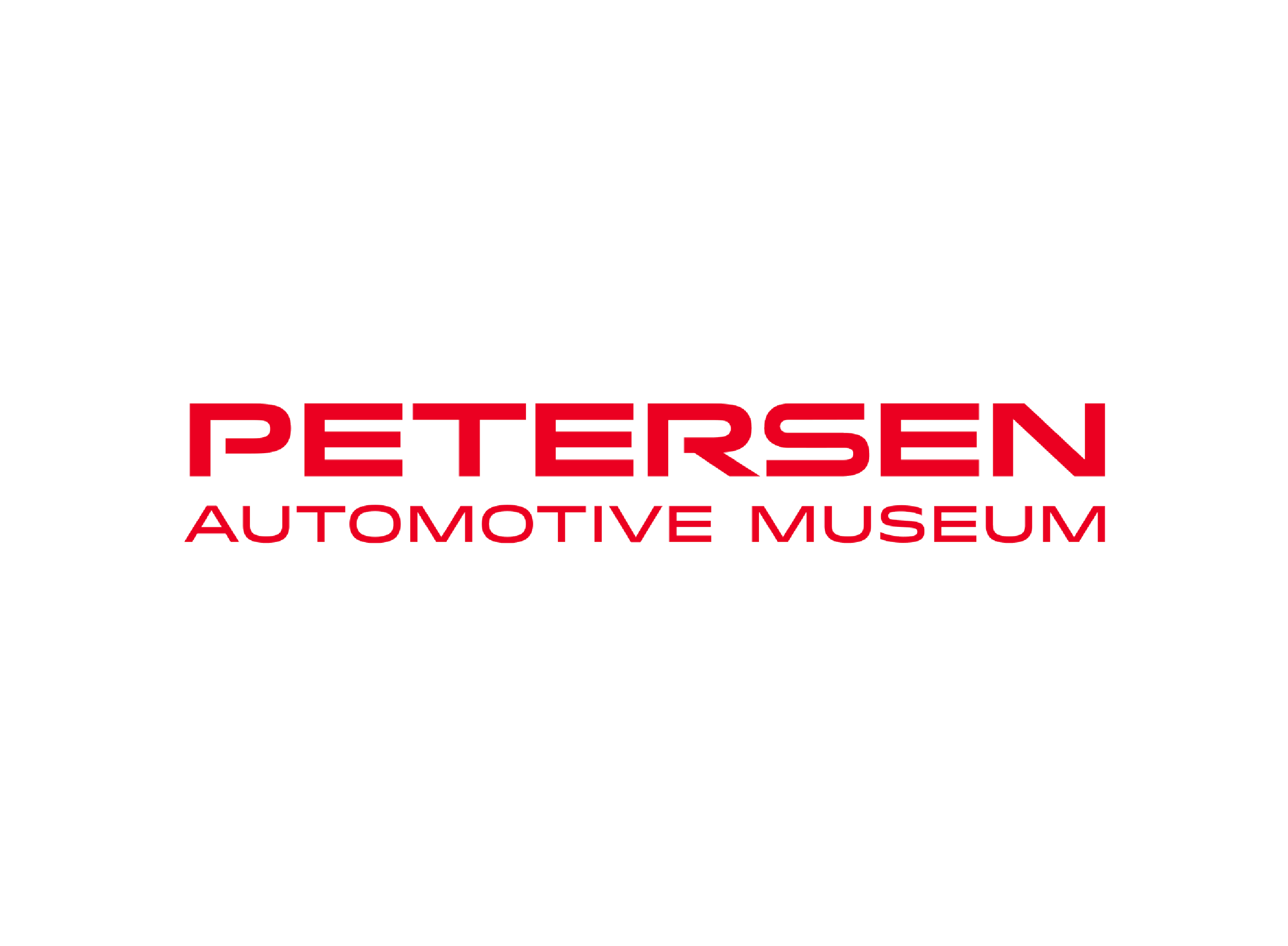 The logo for Petersen Automotive Museum, featuring a black background with the museum's name in red text.
