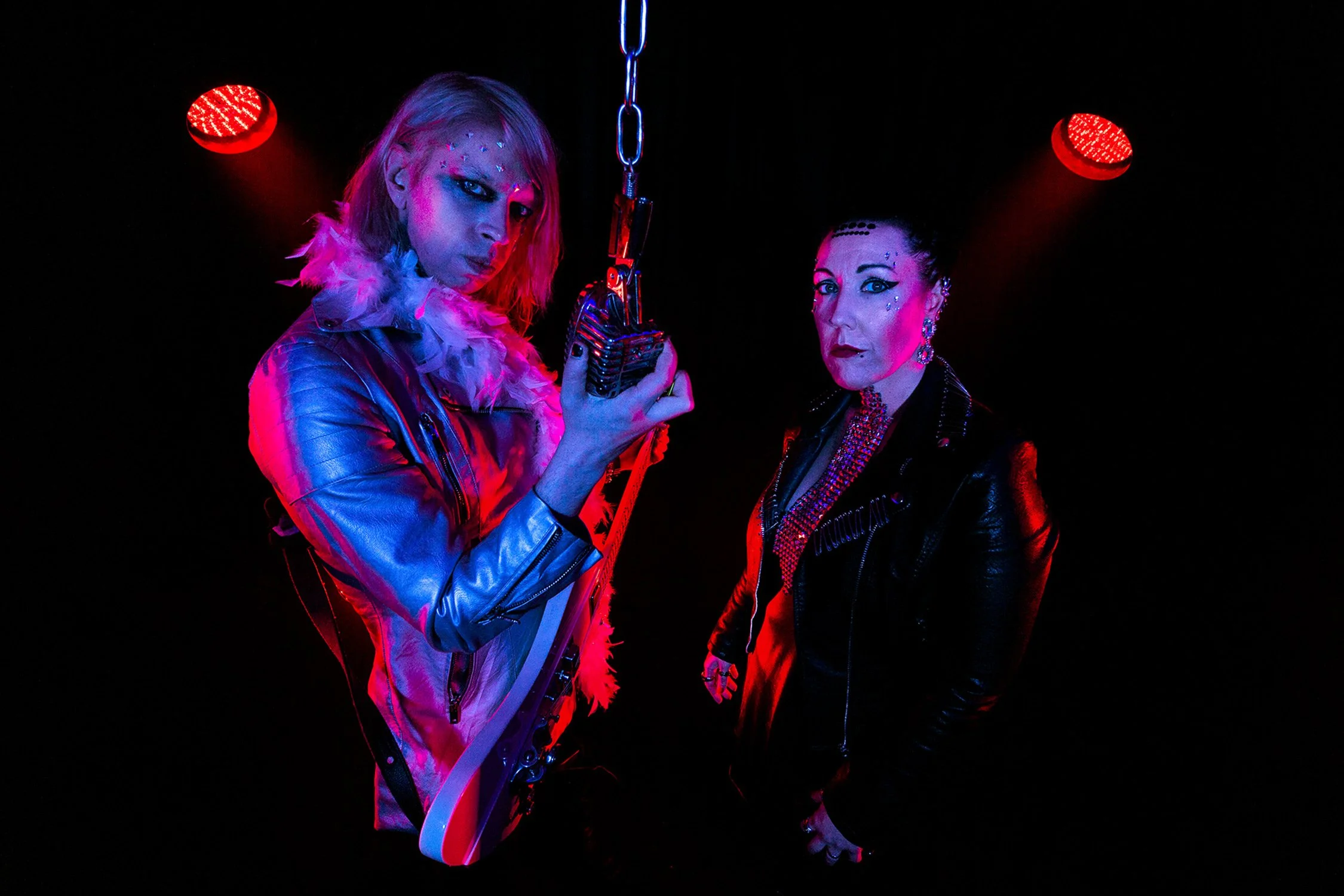 Band press photography for rock musician Slimmy with back vocalist