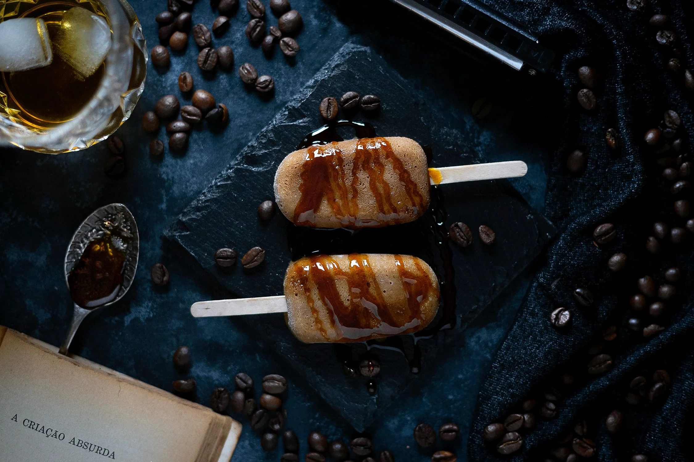 Moody food photography for ice-cream vegan brand 