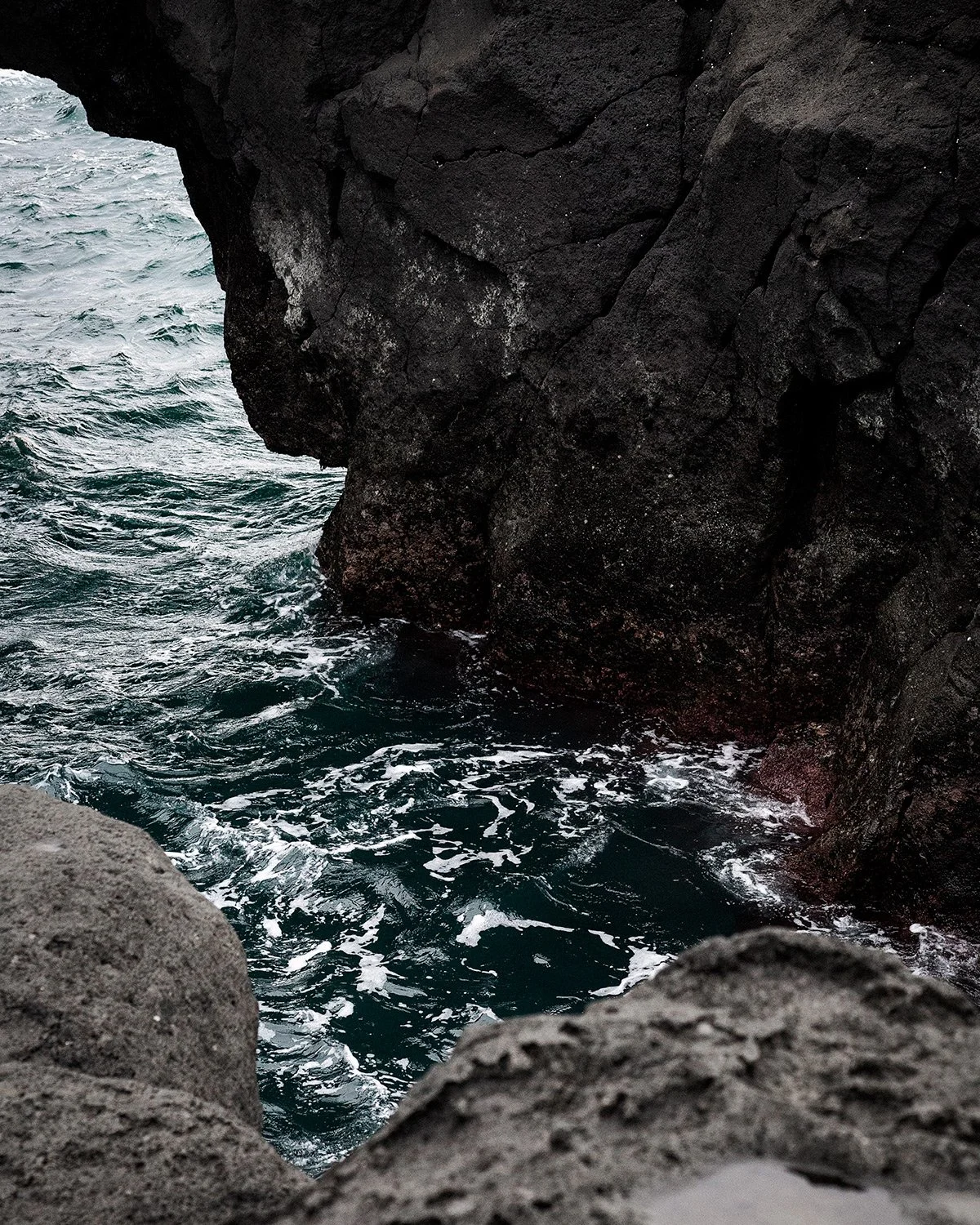 Travel and nature photography black vulcanic rocks in Azores, A Porta do Diabo