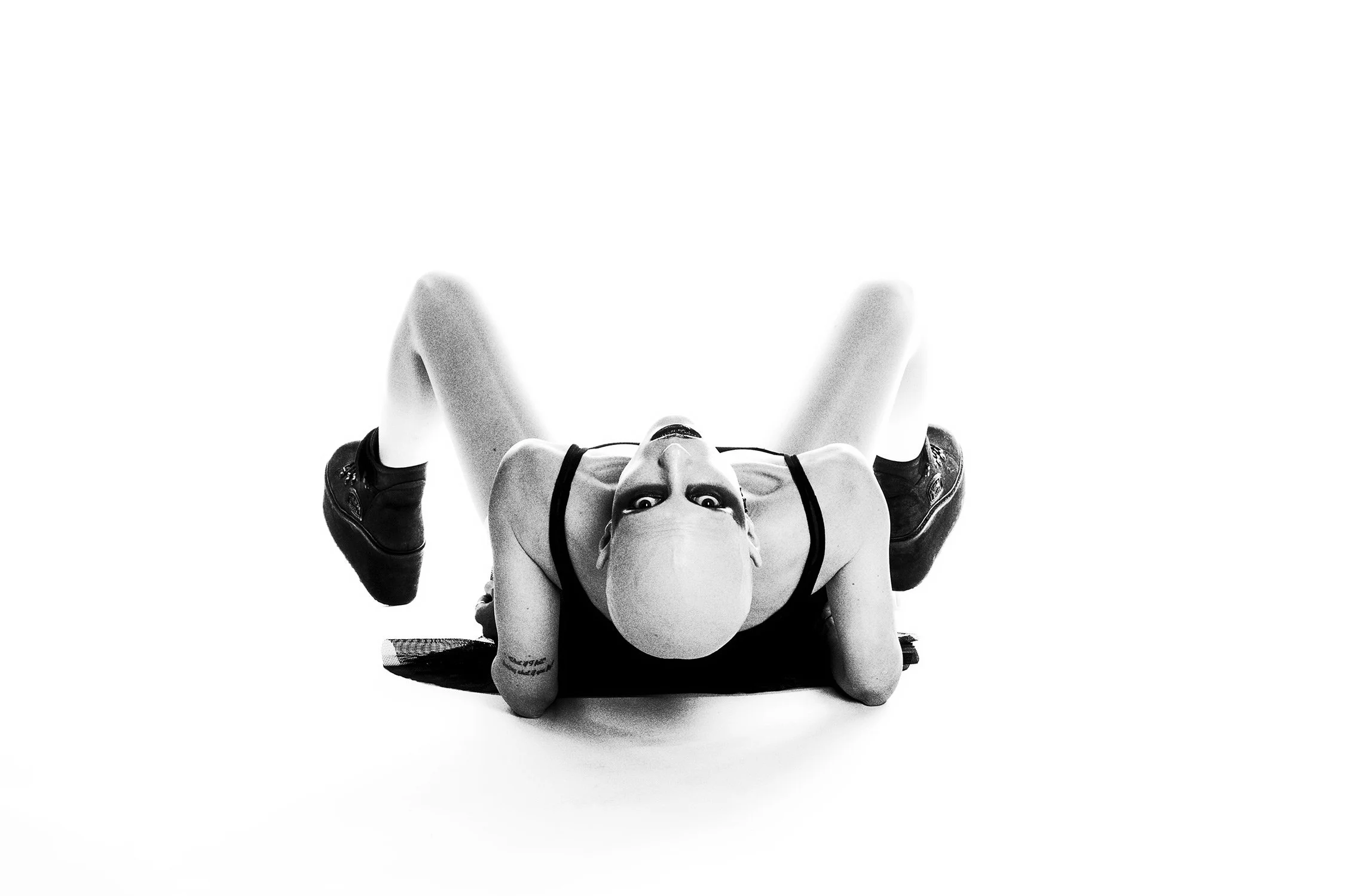 Black and white dark and fetishistic fashion editorial bold black make-up 