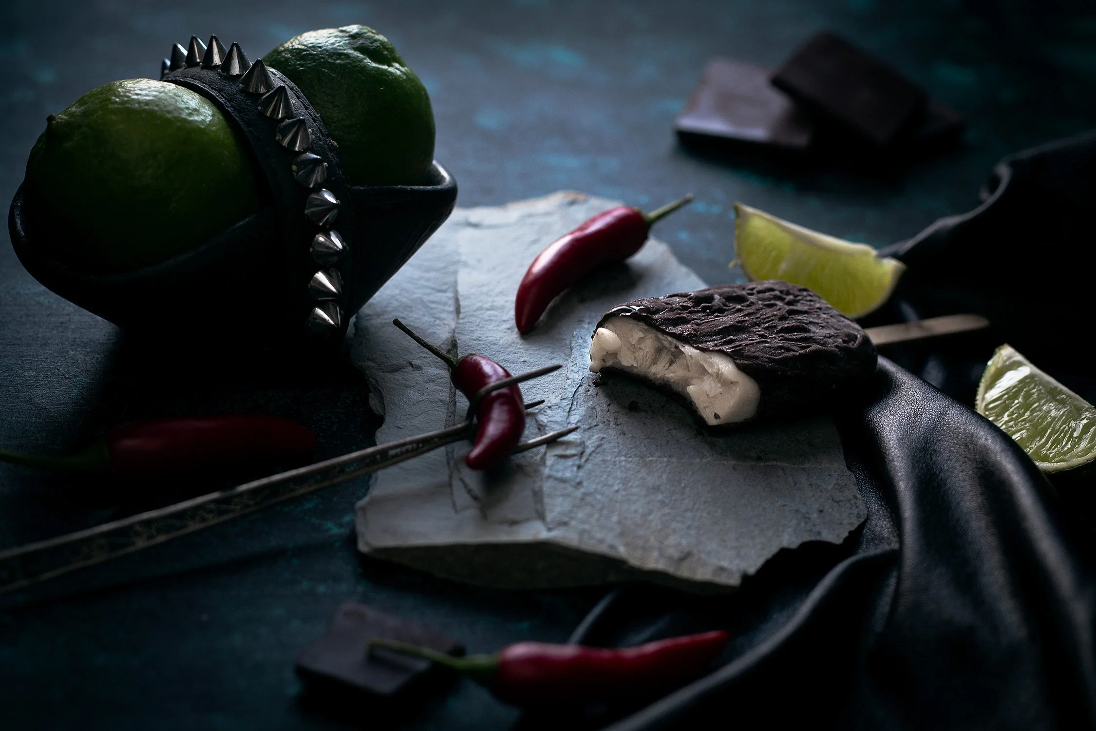 Moody food photography for ice-cream vegan brand 