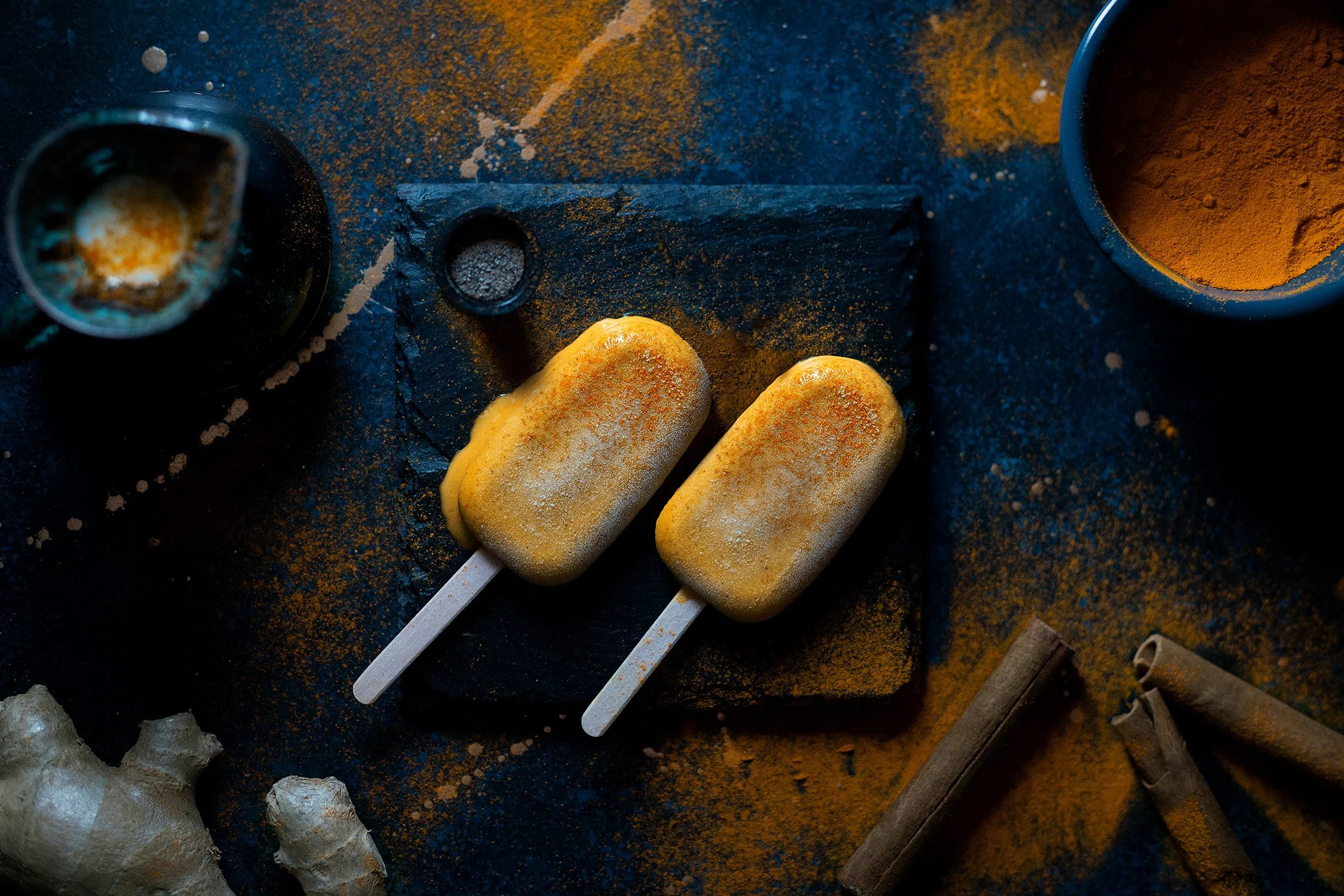 Moody food photography for ice-cream vegan brand 