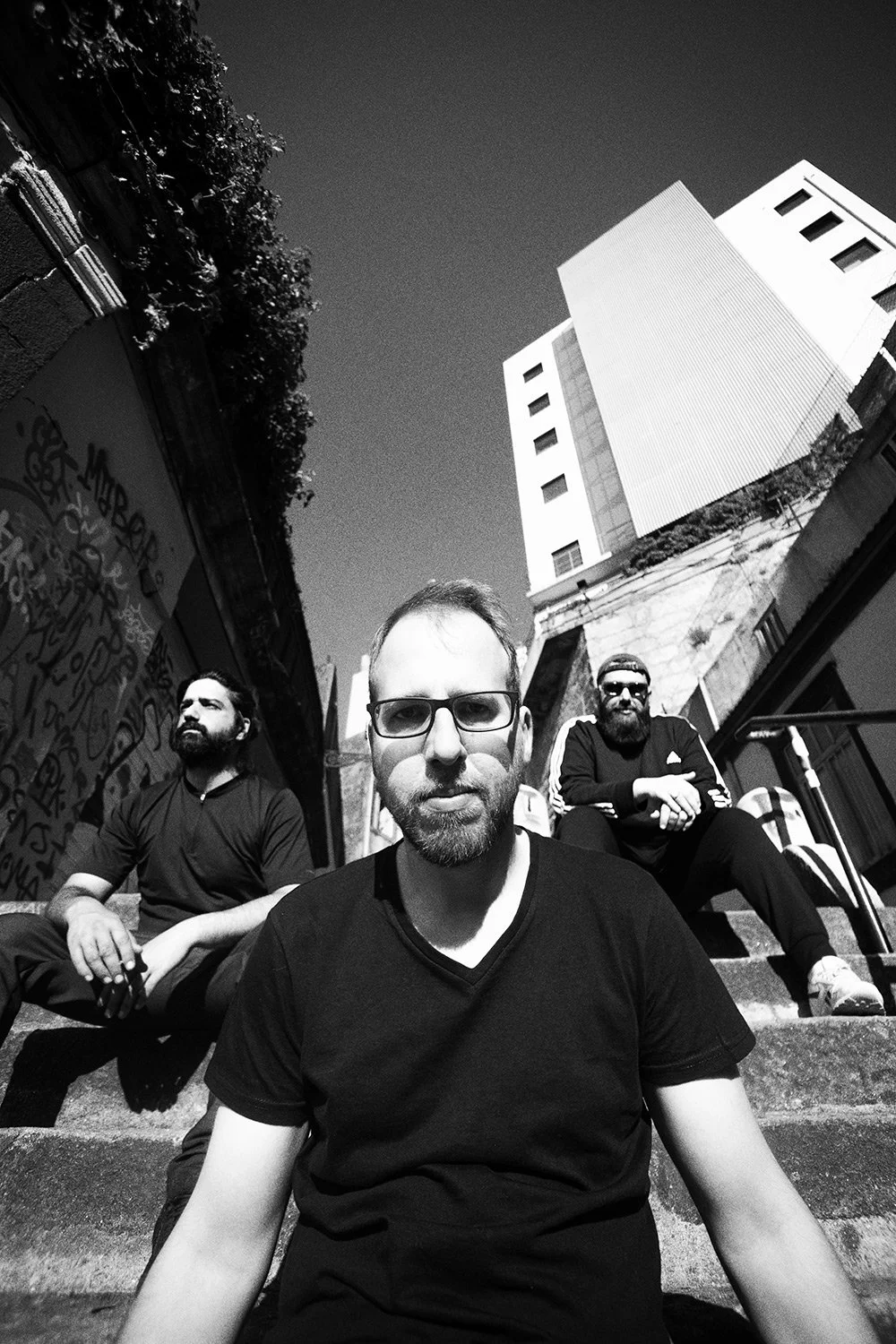 Black and white press photography for a portuguese post-punk band Novos Românticos