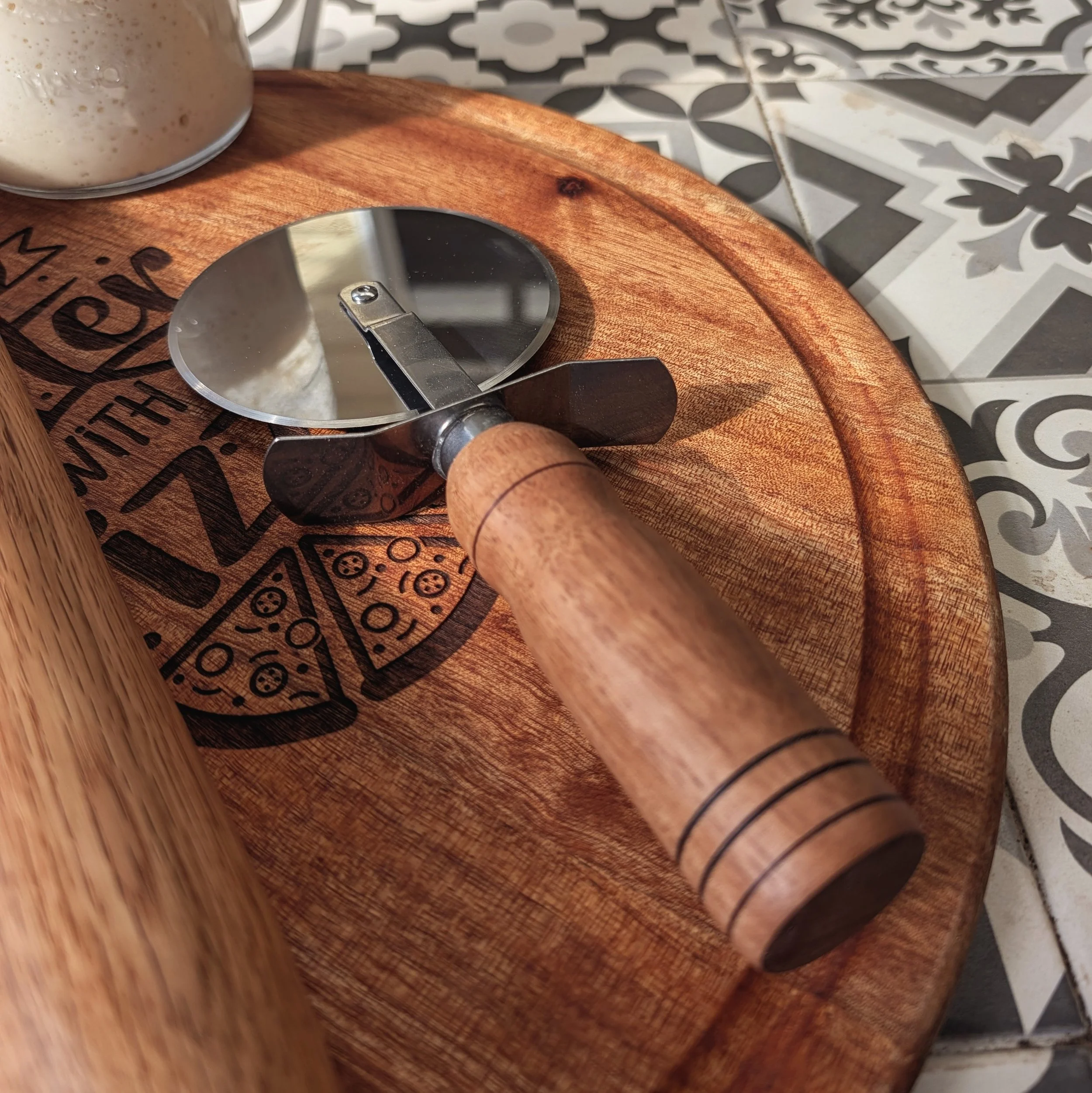 Handcrafted Wooden Handle Pizza Cutter | Stainless Steel Blade