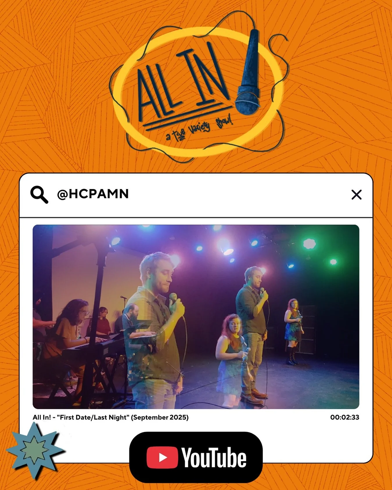 Happy Valentine&rsquo;s Day! Enjoy a throw back to Christian &amp; Via&rsquo;s performance of &ldquo;First Date, Last Night&rdquo; from the show Dogfight from our last variety show All In!

#hcpa #youtube #valentinesday #heartsday #love #duet