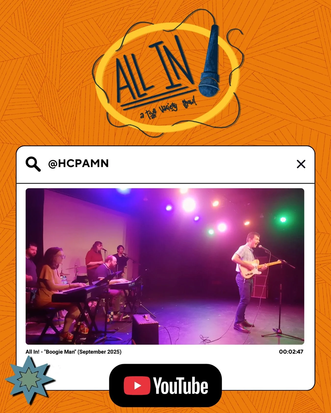 Guess what! &ldquo;Boogie man&rdquo; is now on YouTube for you to enjoy! Boogie again with @liamvancemusic at our next variety show on March 29th at 7pm at Fat Pants! 

#hcpa #varietyshow #mn #msp #show #tickets #performingarts