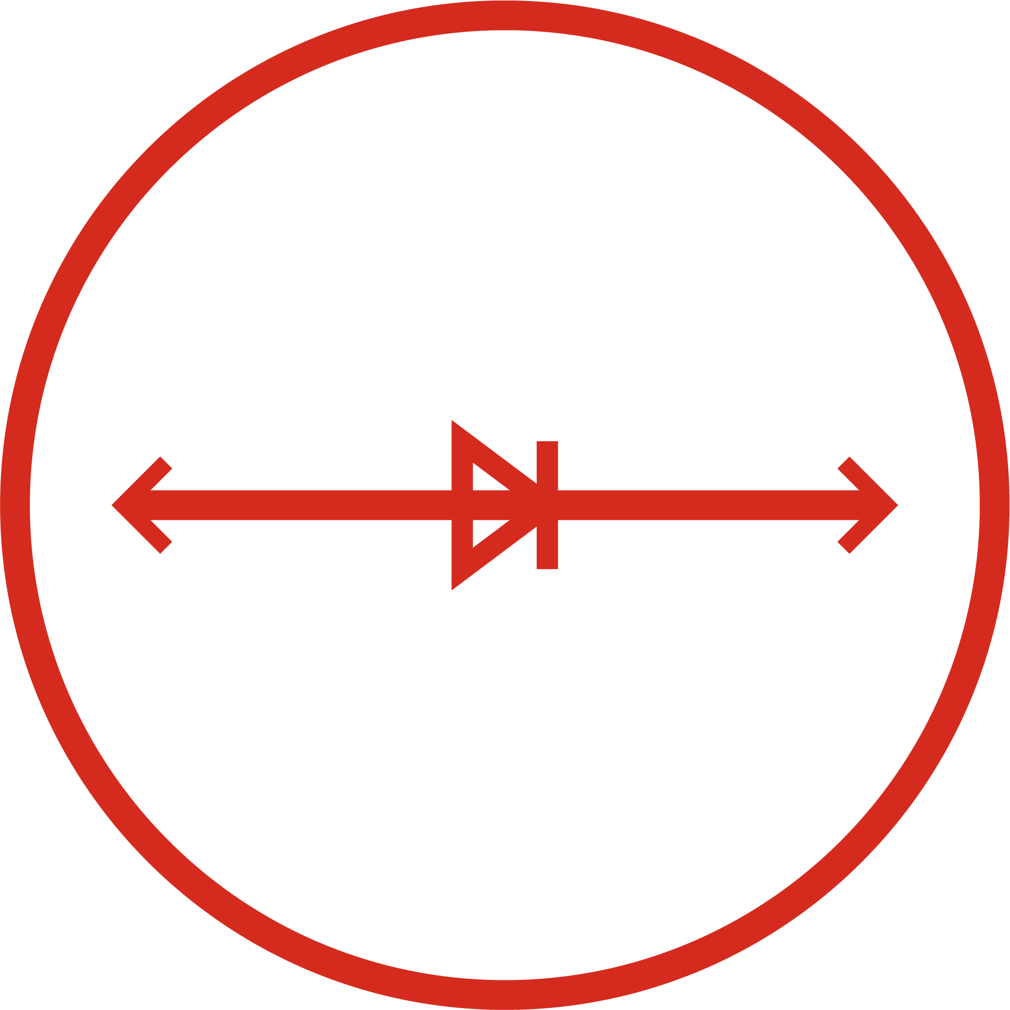 A red circle outline with arrows and a line indicating backflow testing.