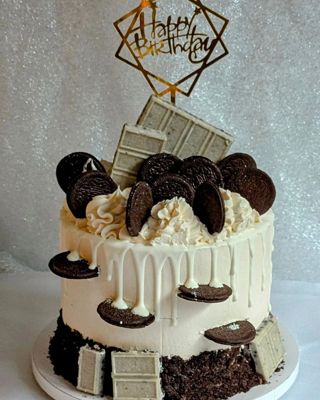 Freshly decorated anniversary cake with smooth buttercream and elegant accents for a special event in Charles County, Maryland.