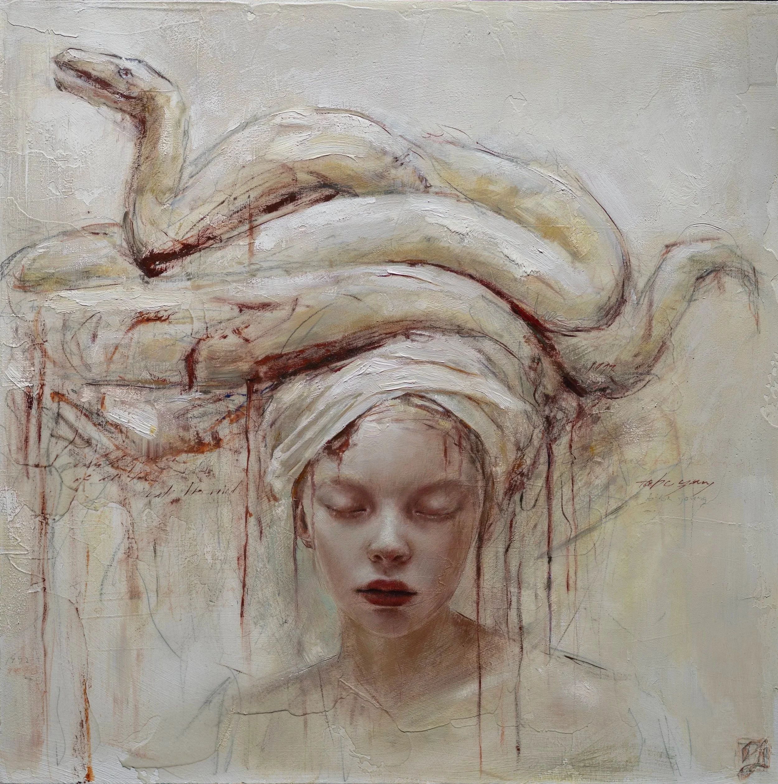 Carry You, oil and cante on panel, 20x20''