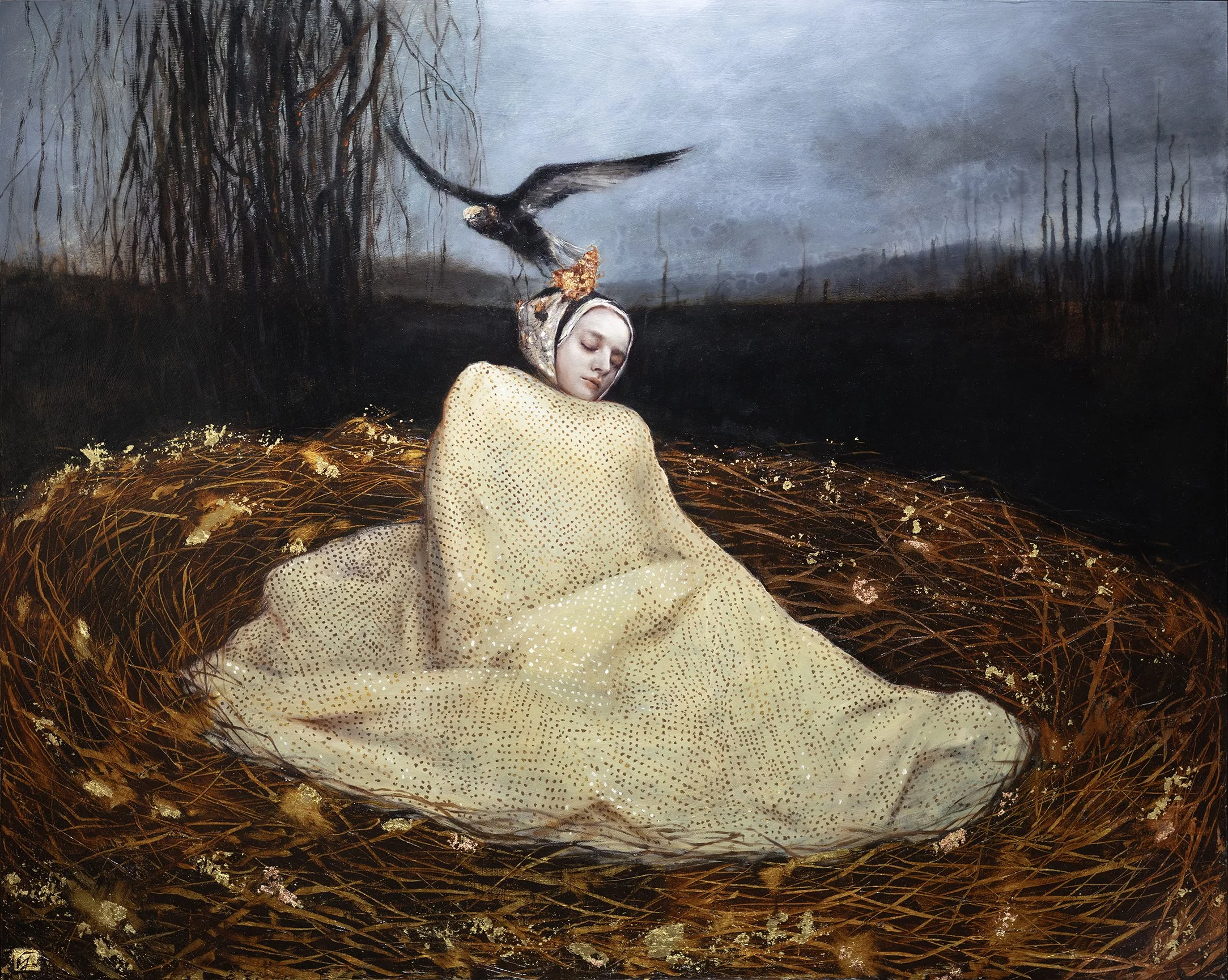 Severance, oil and gold leaf on panel, 48x60''