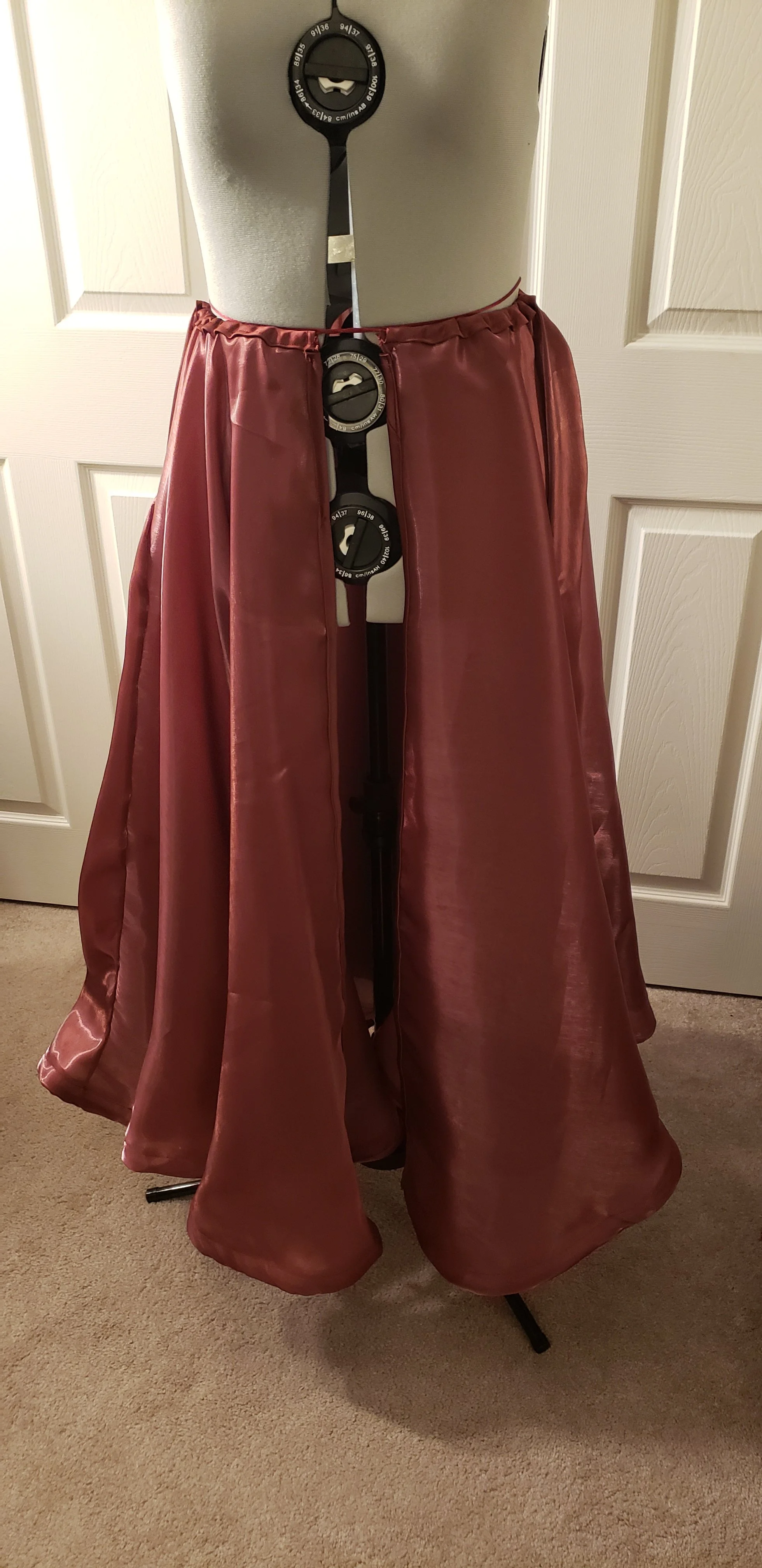 3-way skirt/cape with faded burgundy liquid chiffon