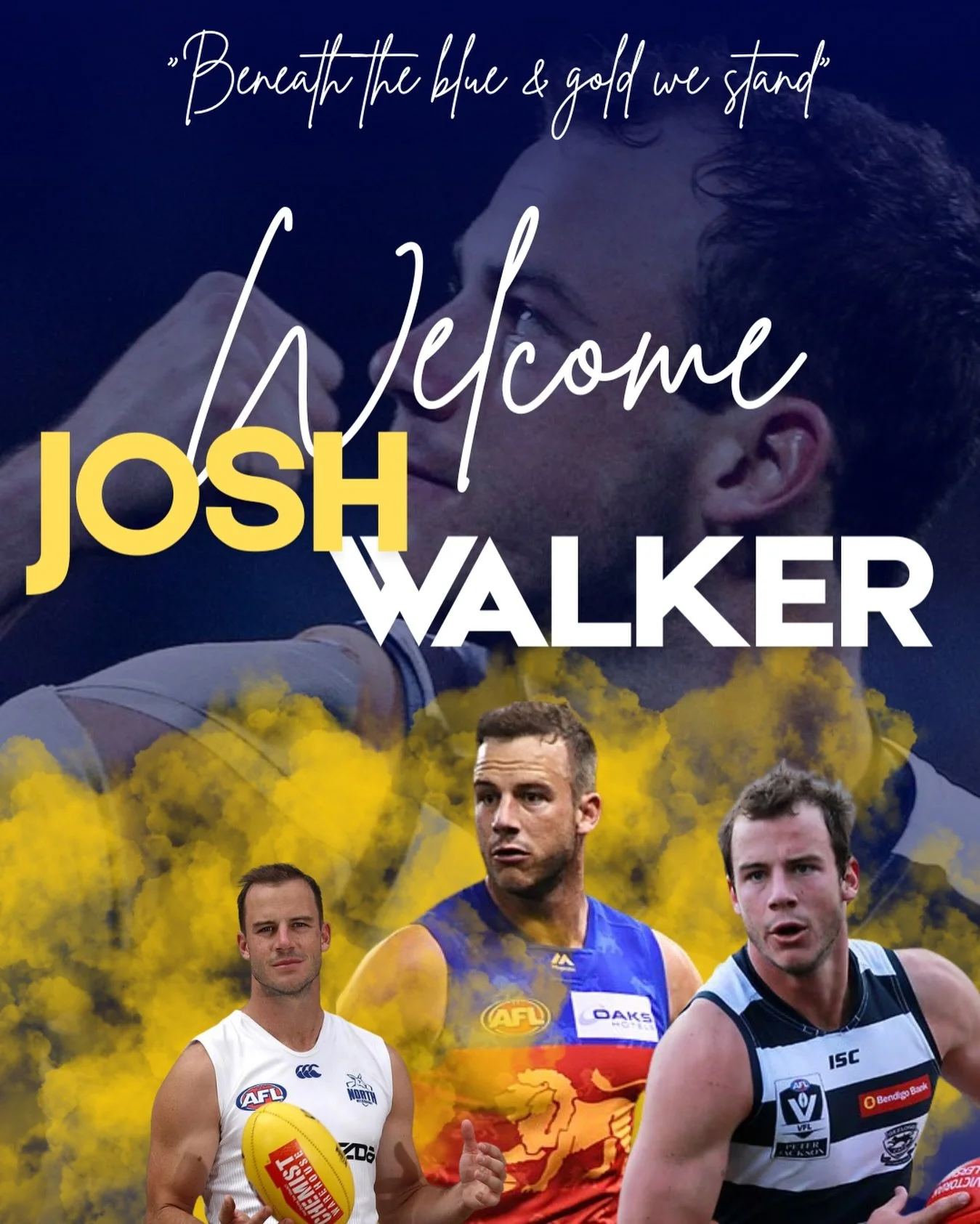 We are thrilled to welcome Josh Walker to the club for the upcoming season. 🦅

Josh joins us with elite AFL experience, having played at the highest level with Geelong, Brisbane Lions and North Melbourne. His leadership, professionalism and knowledg