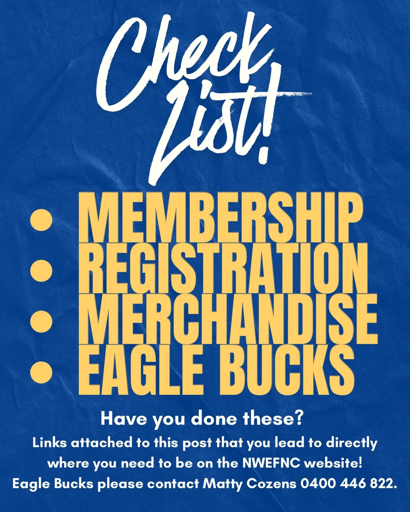 This is your friendly reminder that round 1 is SEVEN DAYS AWAY 🙌🏼

If you haven&rsquo;t completed any of the following listed on the checklist, we kindly ask you to do this asap! Links attached in our bio and on our Facebook page! 💙💛