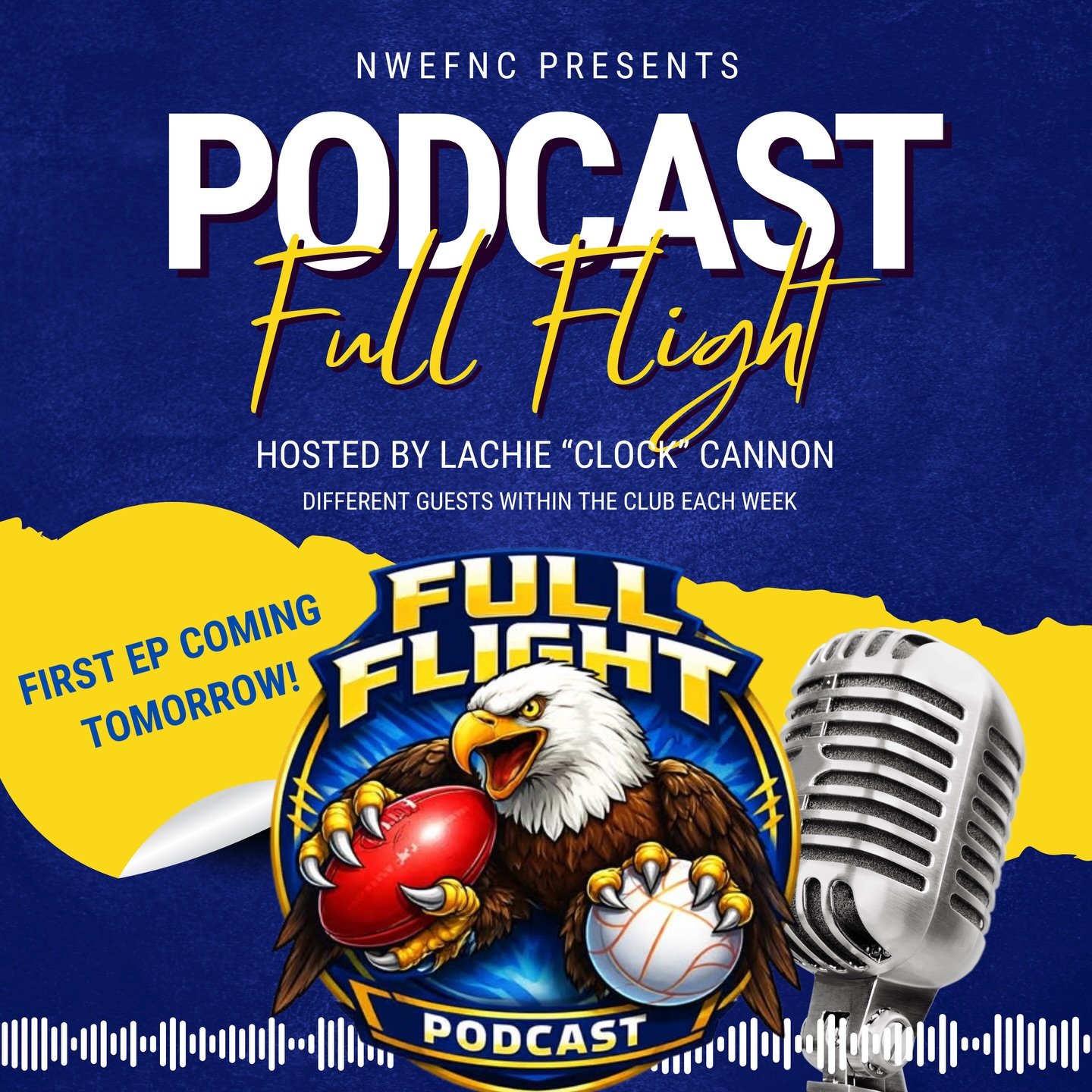 We are very excited to introduce our own podcast&hellip;&hellip; FULL FLIGHT: Hosted by Lachie &lsquo;Clock&rsquo; Cannon.🎙️

Clock will be chatting to individuals from our club and episodes will be released on a weekly basis. 

Available to listen 
