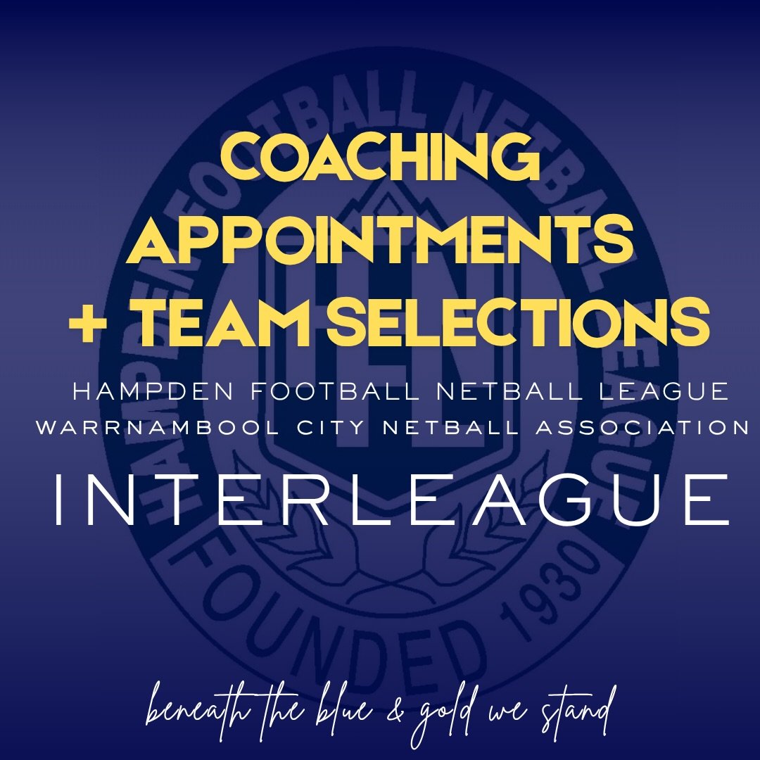 Congratulations to everyone representing the Hampden Football Netball League &amp; Warrnambool City Netball Association over the next few weeks. 💙💛
