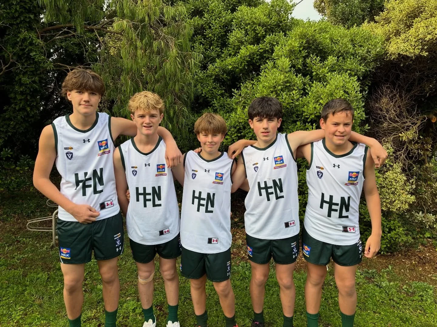 The U14 Hampden East team won all of their games for the day, including the Grand Final. Pictured (L to R) are Lenny Ross, Chase Steel, Daniel Roberts, Rory Wheeler and Leo Warburton. 

The U17 Hampden East team lost only one game during the rounds a