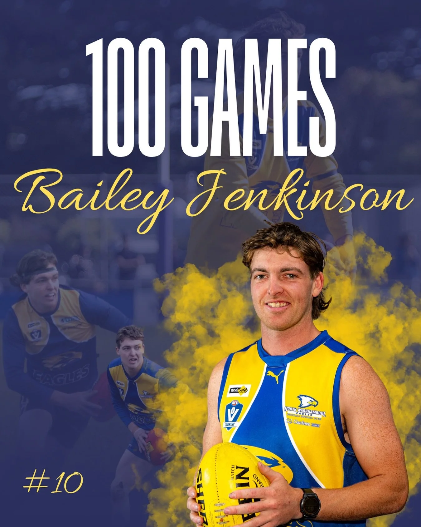 This weekend, the North Warrnambool Eagles proudly celebrate a significant milestone as Bailey Jenkinson runs out for his 100th Senior Game. 🦅

Since making his senior debut, Bailey has become one of the club&rsquo;s most reliable and respected play