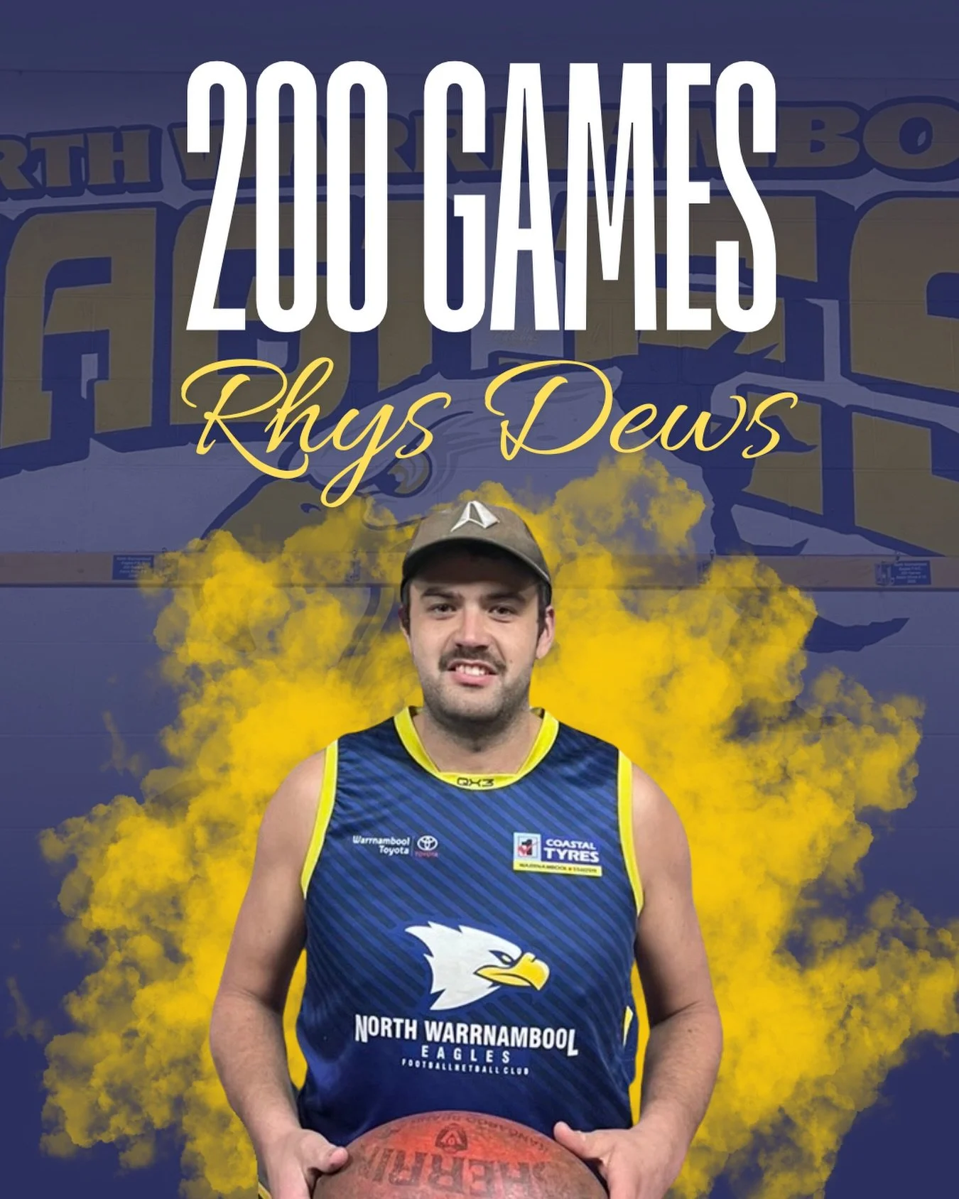 This weekend we celebrate a remarkable milestone as Rhys Dews runs out for his 200th game with the North Warrnambool Eagles. 🦅

A true club person, Rhys has been an integral part of our reserves side for many years. His commitment, reliability and t