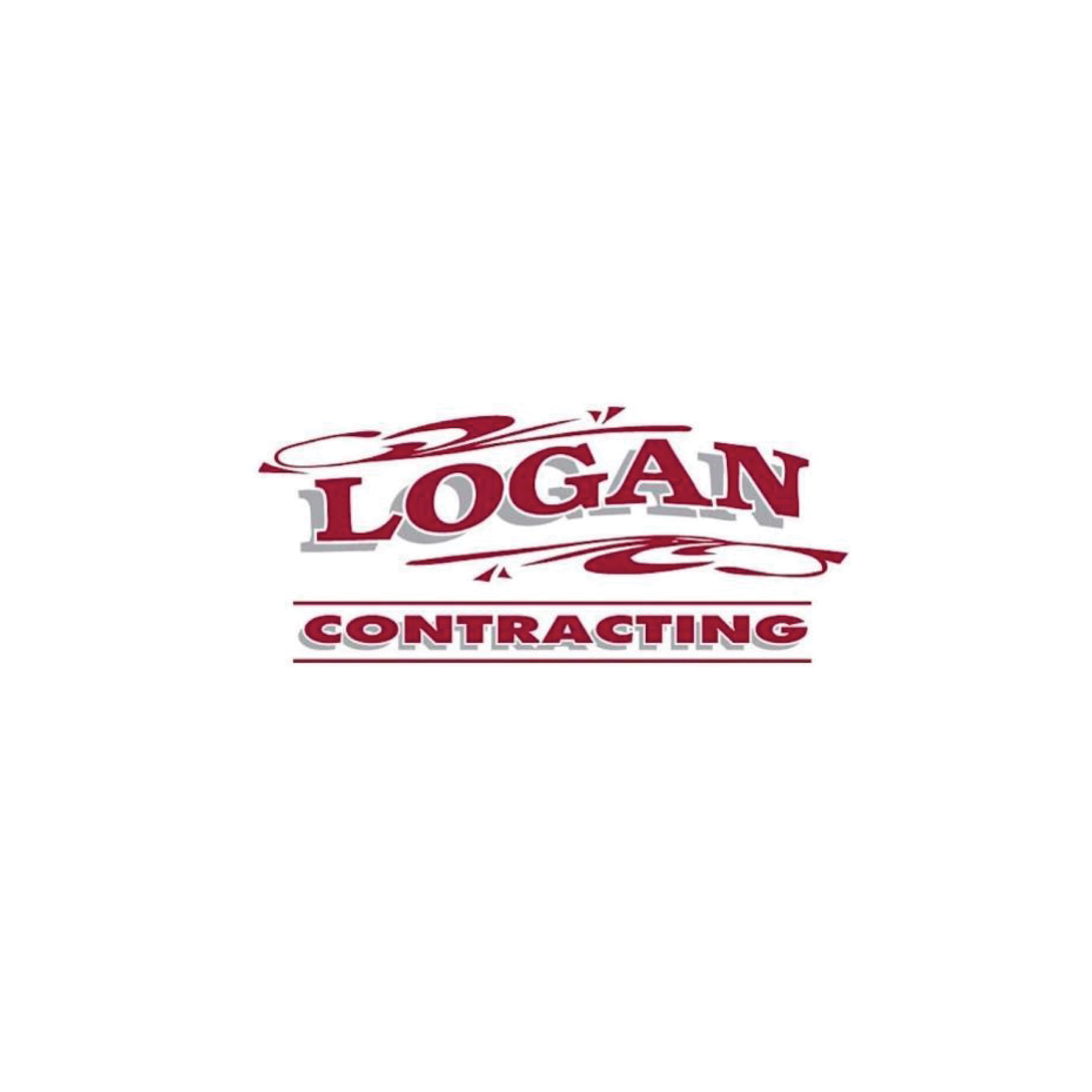 Logan Contracting logo in red and gray text with decorative swooshes.