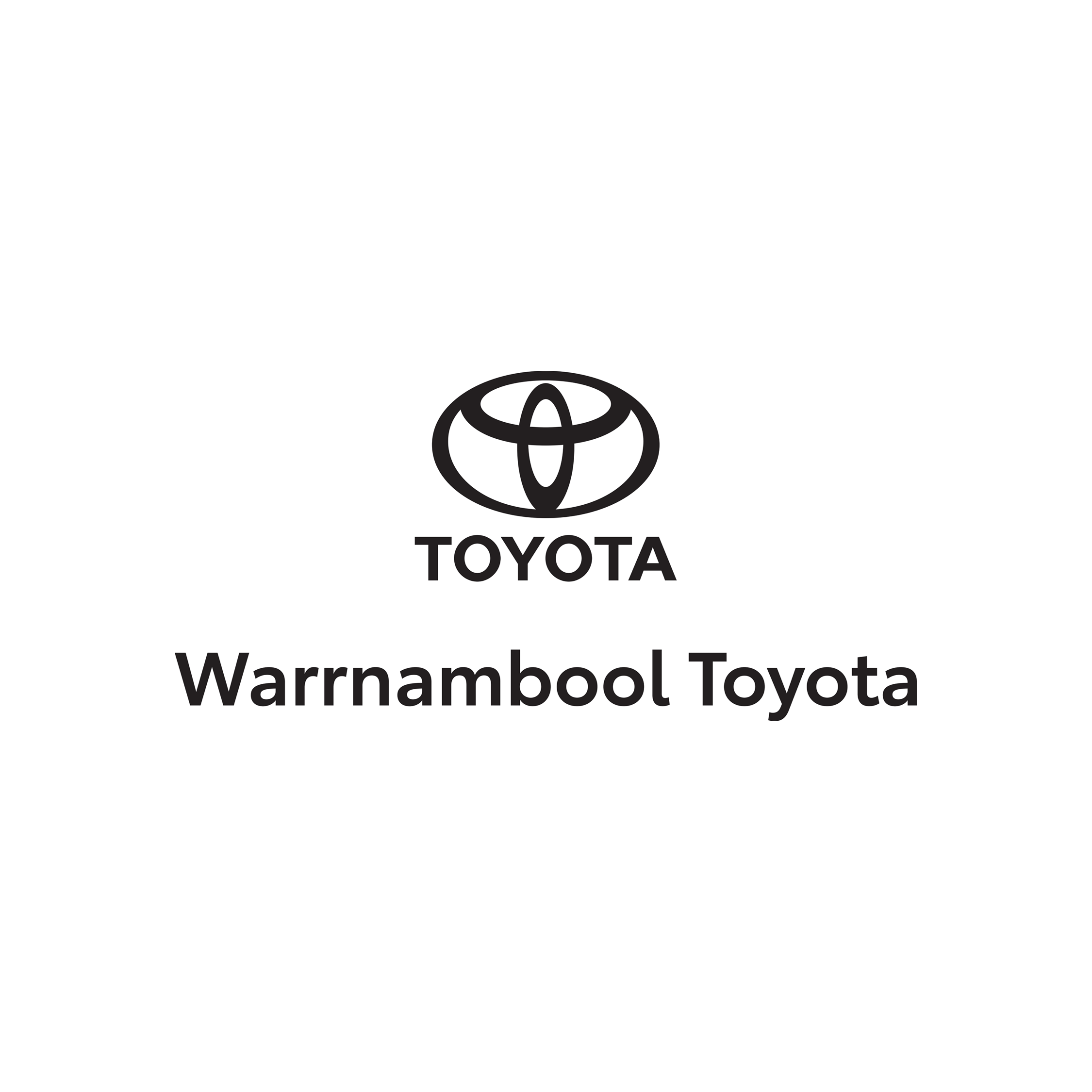Toyota logo with the text 'Warrnambool Toyota' underneath, on a white background.