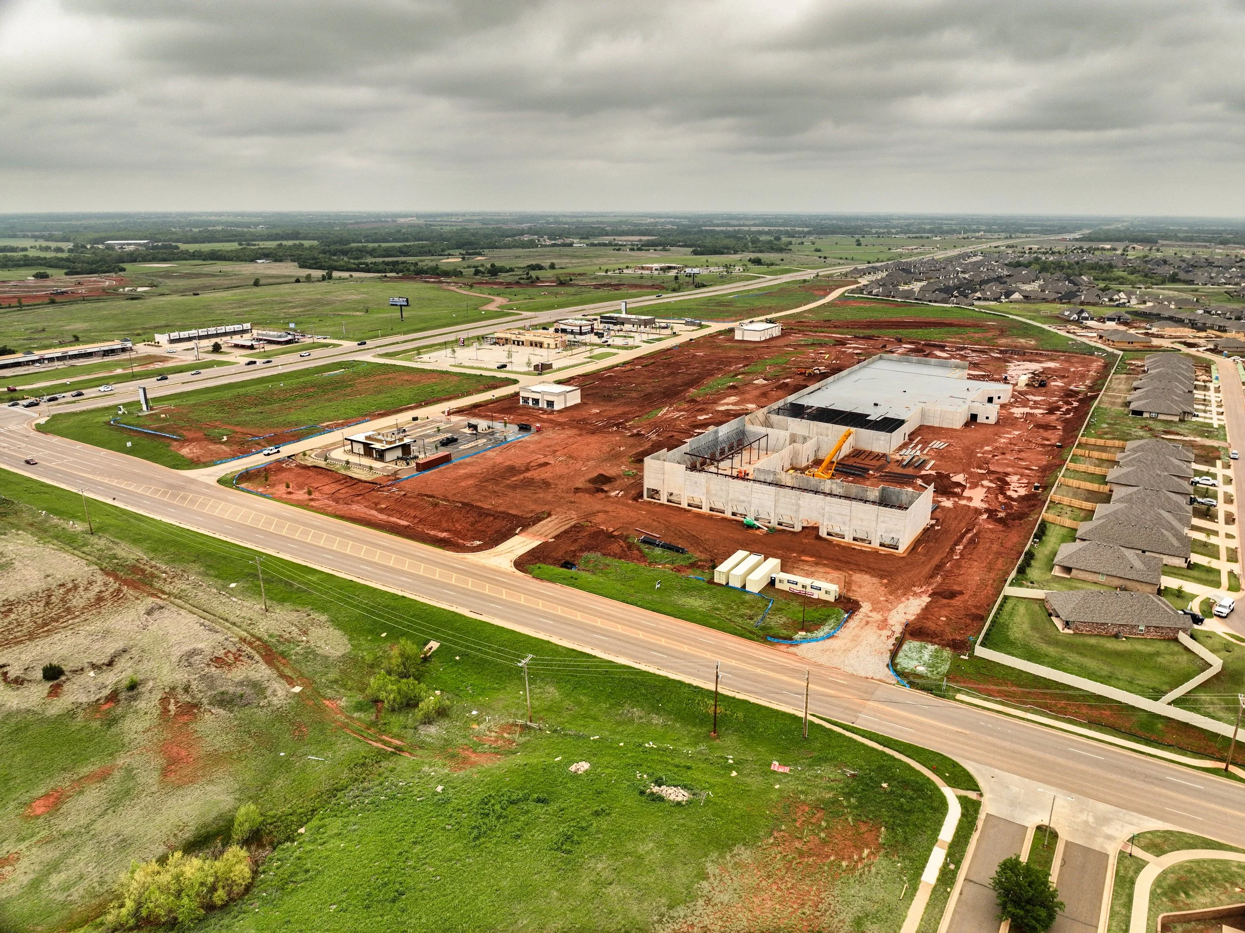 Aerial imagery showing progress at the new shopping center on NW 178th and Portland